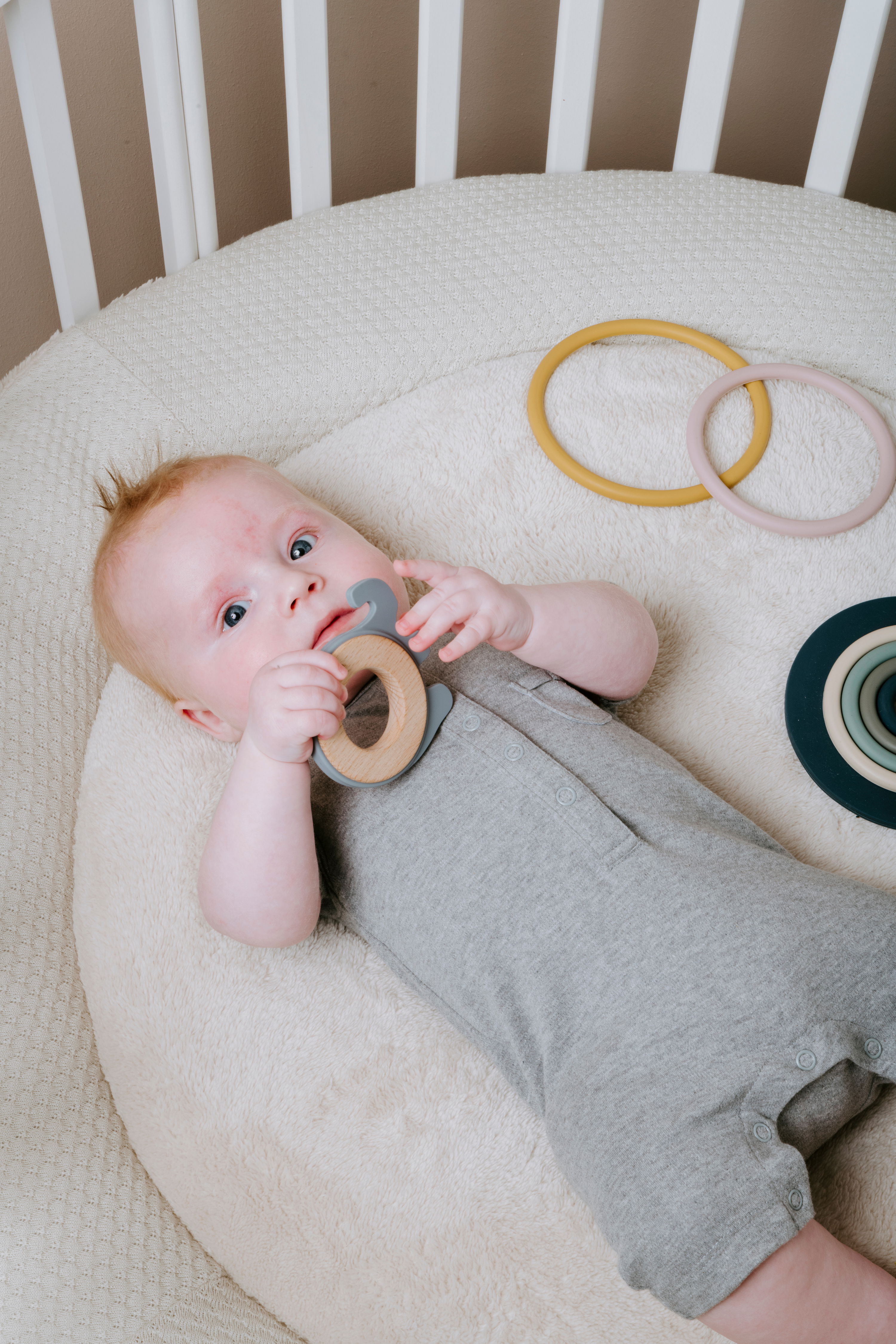 Playpen mat Sky warm linen - Ø90 cm