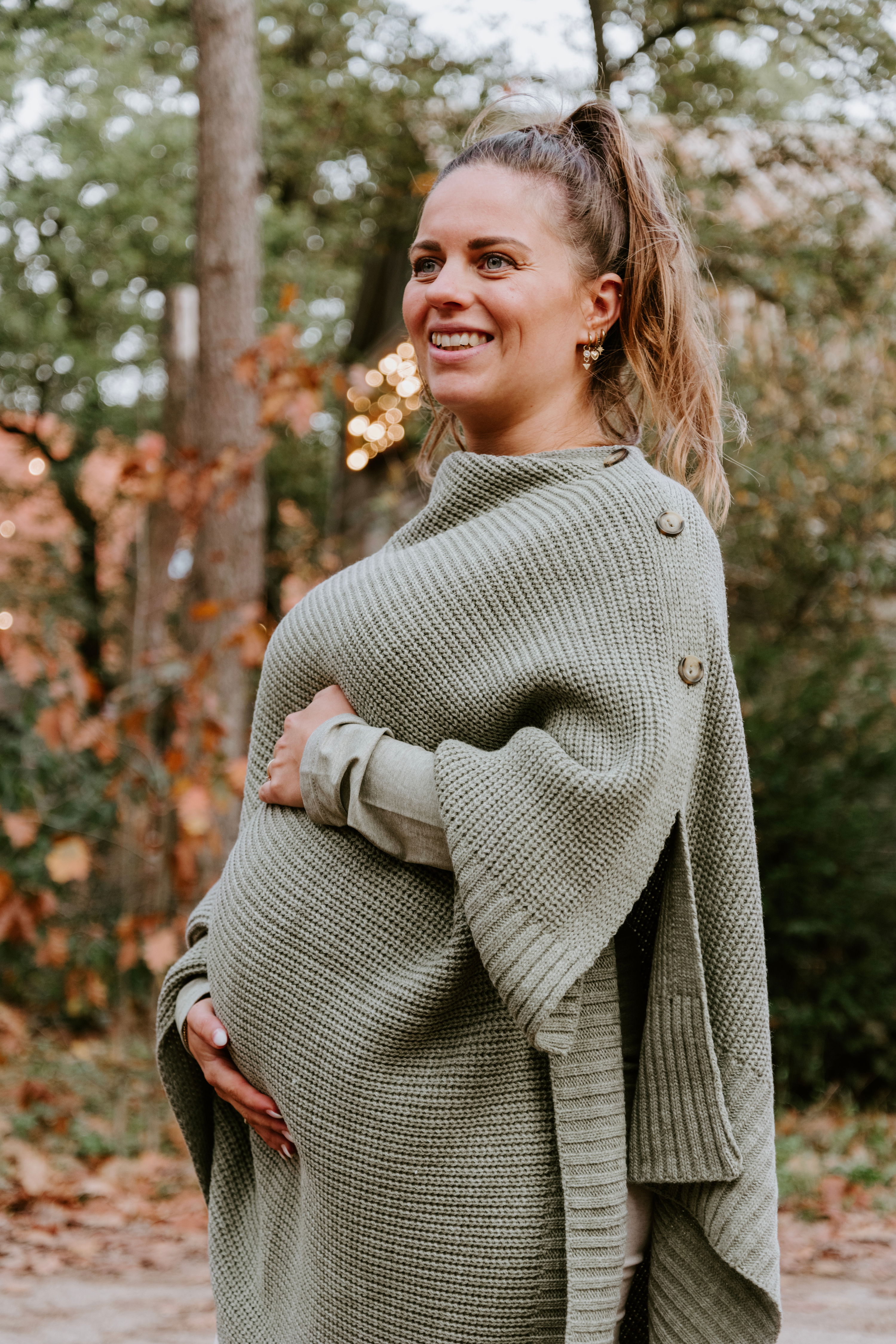 Zwangerschaps poncho Glow urban green