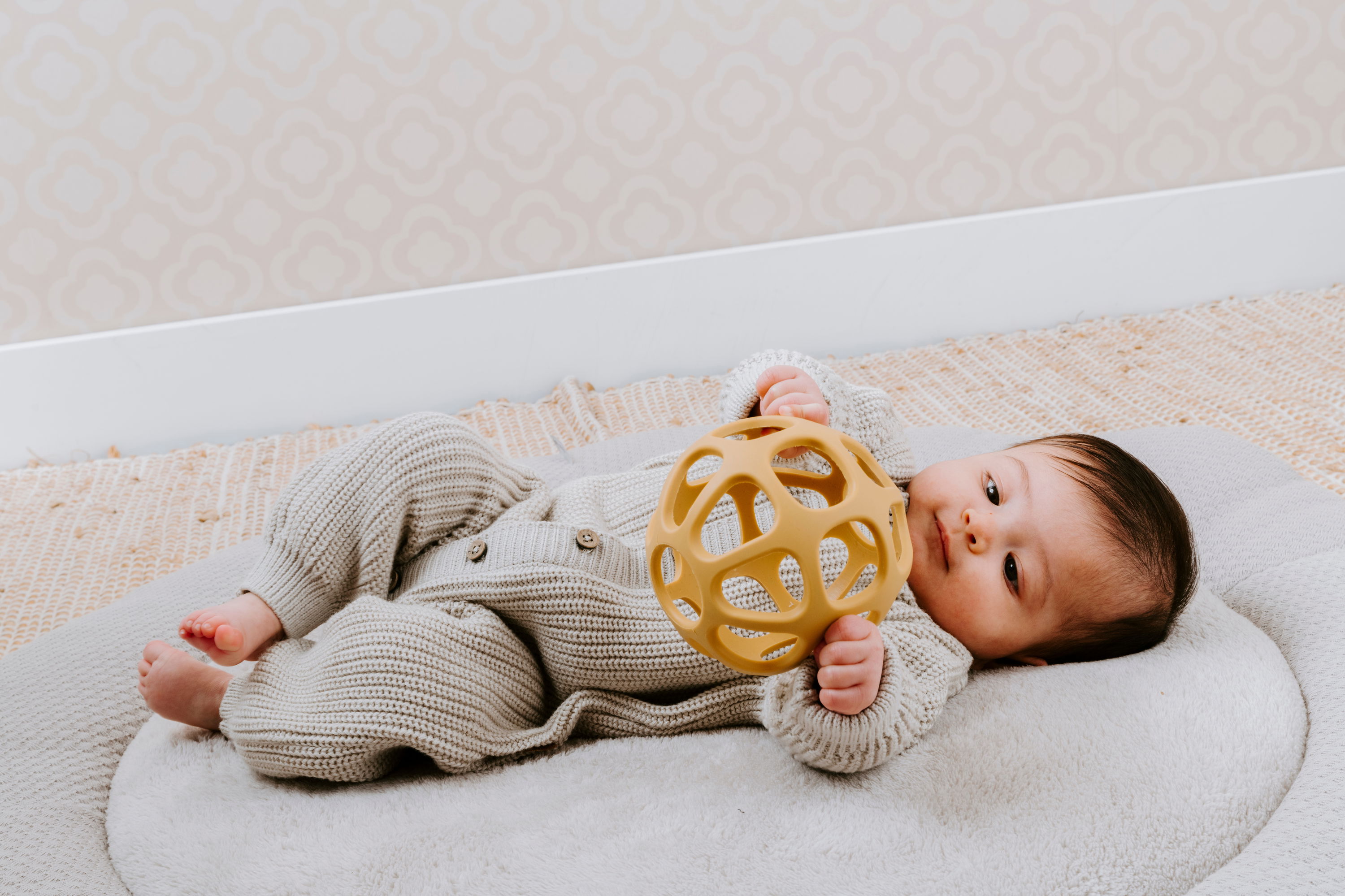 Playpen mat Sky warm linen - Ø90 cm