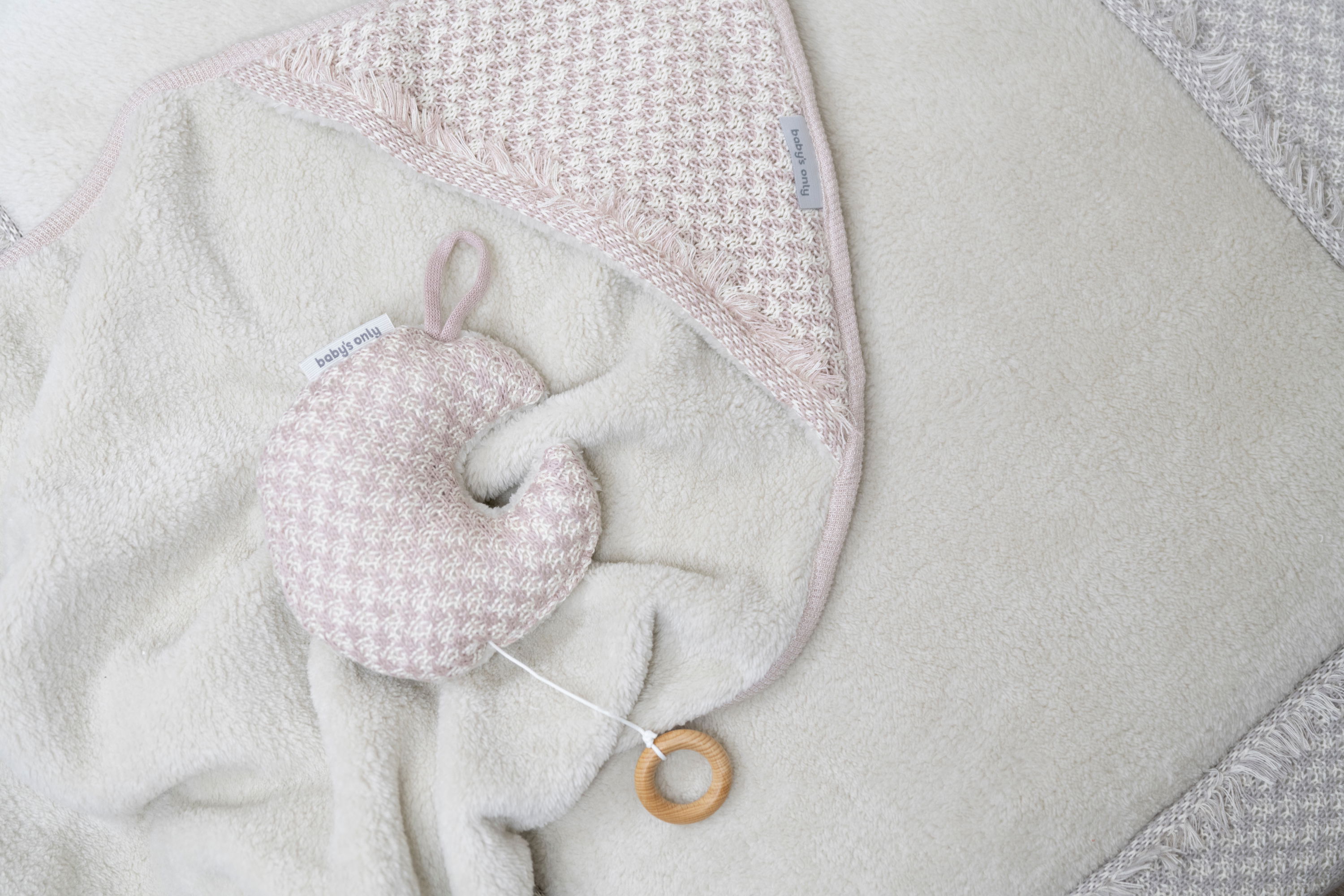 Hooded baby blanket Happiness urban taupe/ecru