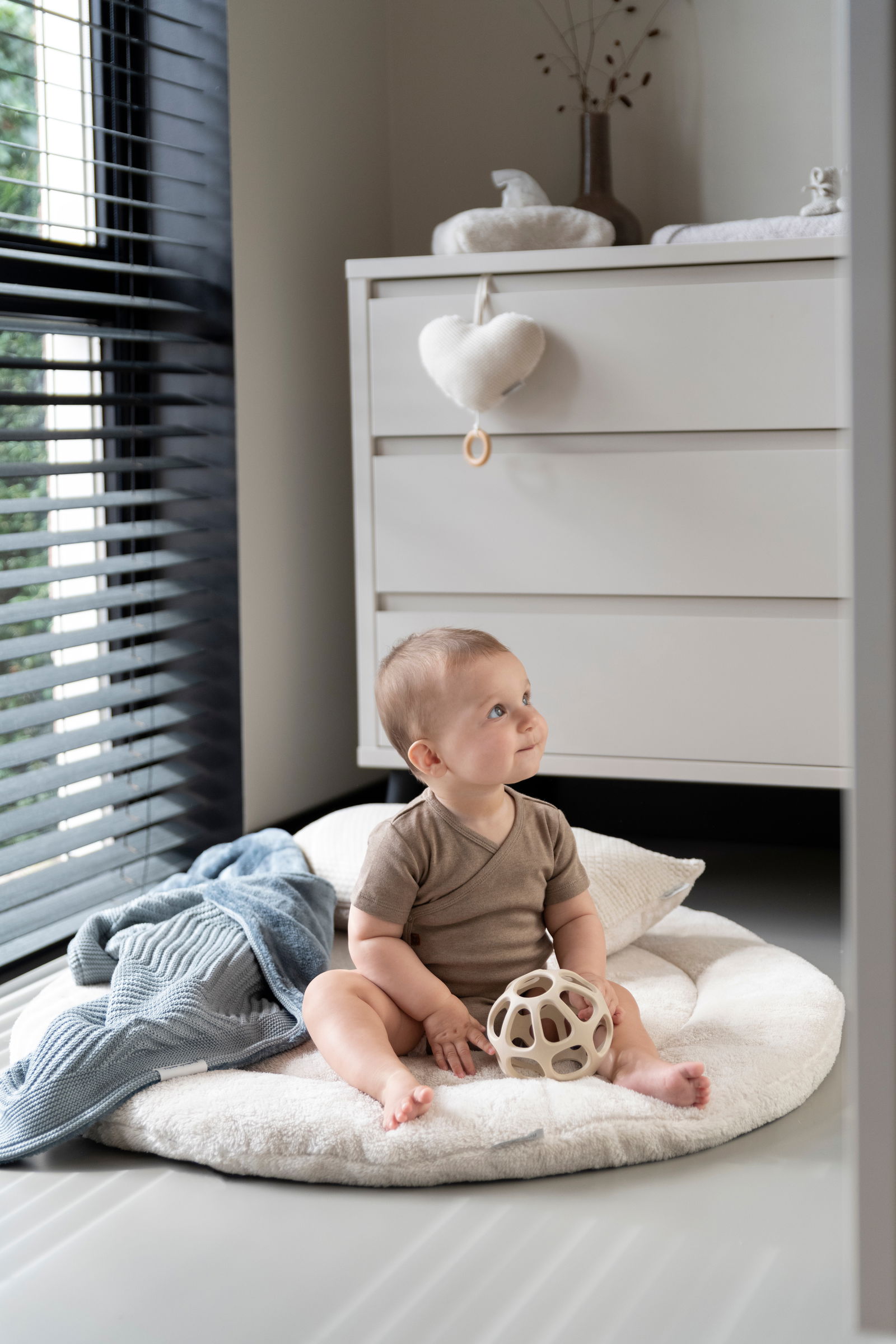 Gitterbettdecke Teddyfutter Grace Beige