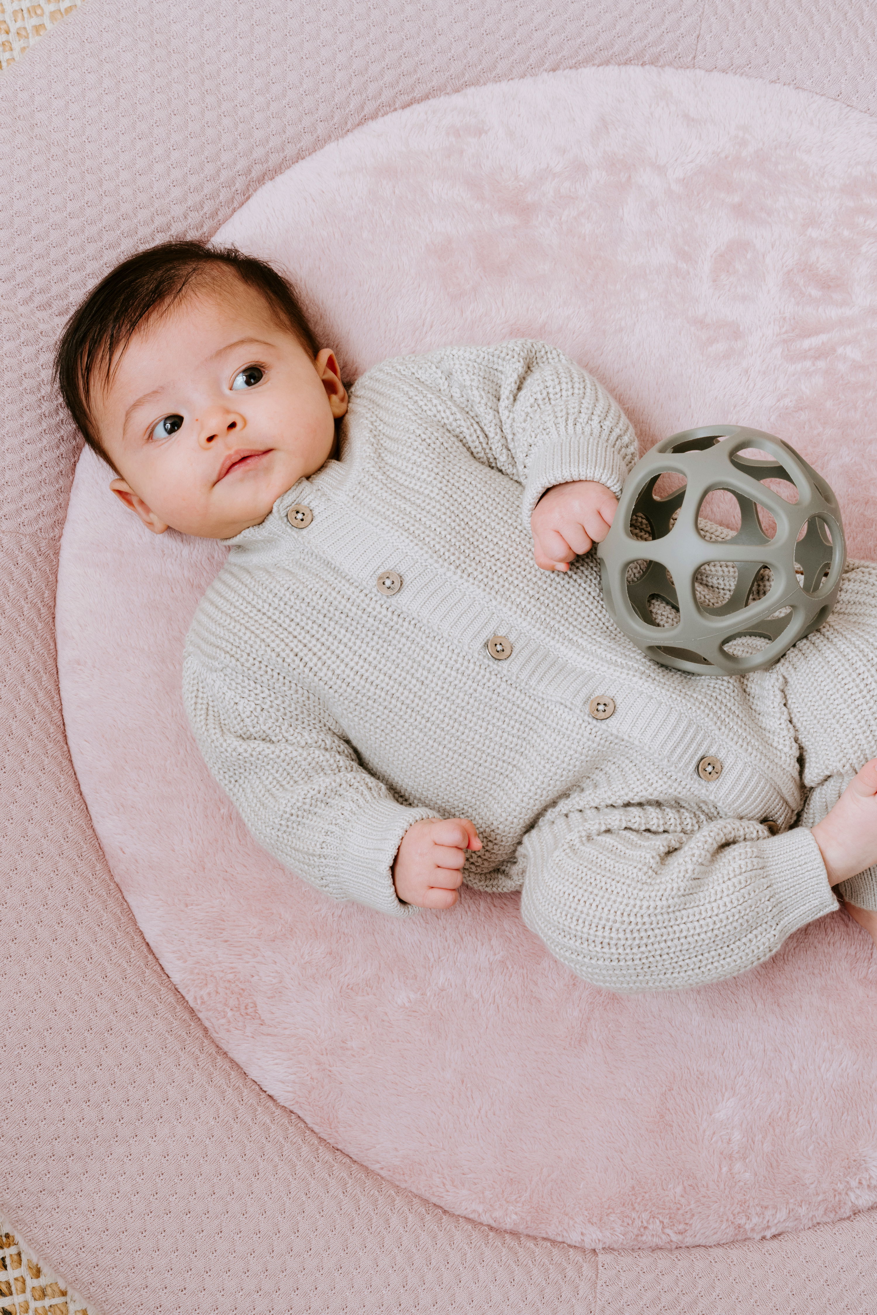 Playpen mat Sky warm linen - Ø90 cm