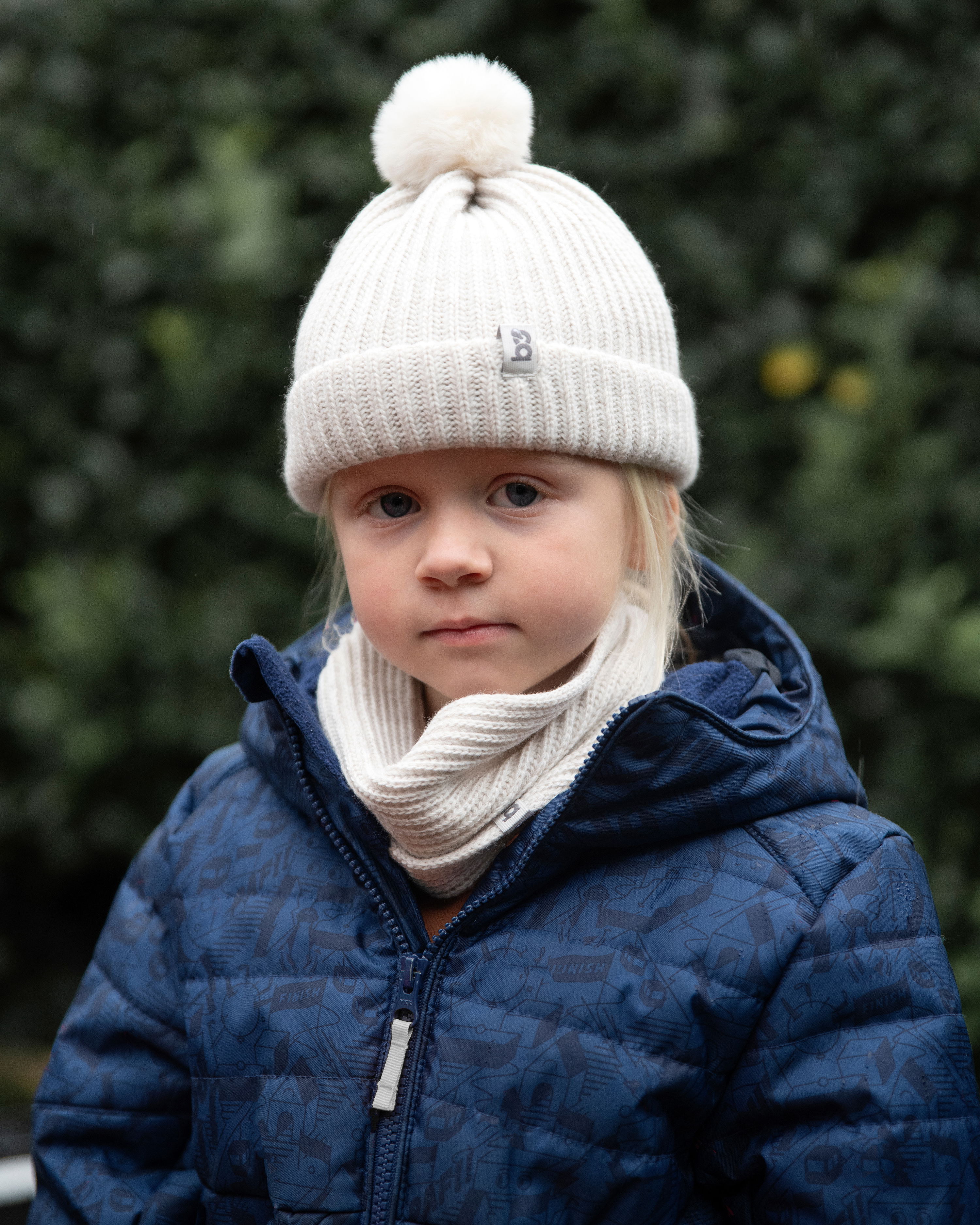 Bonnet avec pompon Cool ecru - 3-8 ans