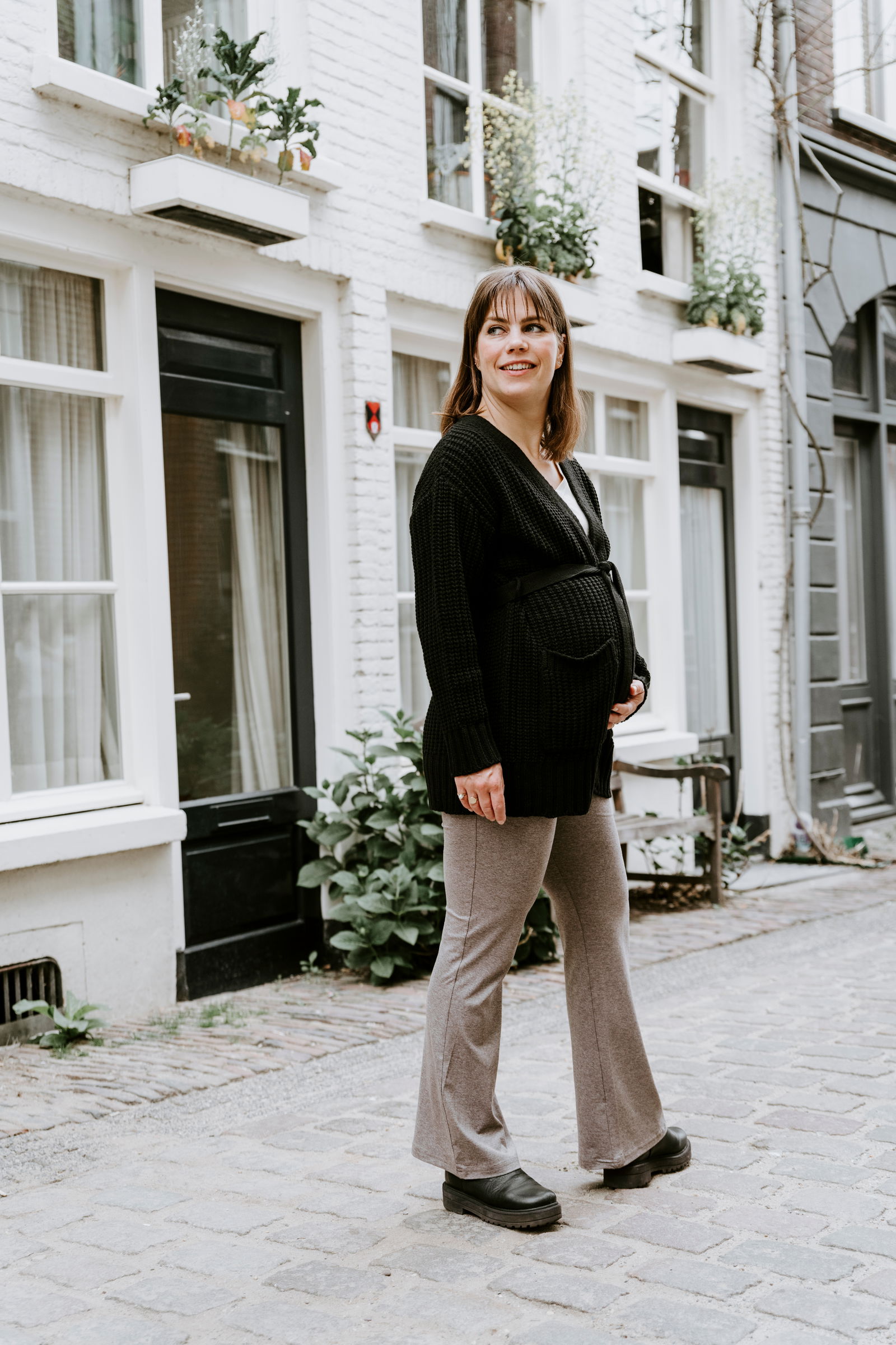 Flared zwangerschapsbroek Glow hazel brown - S