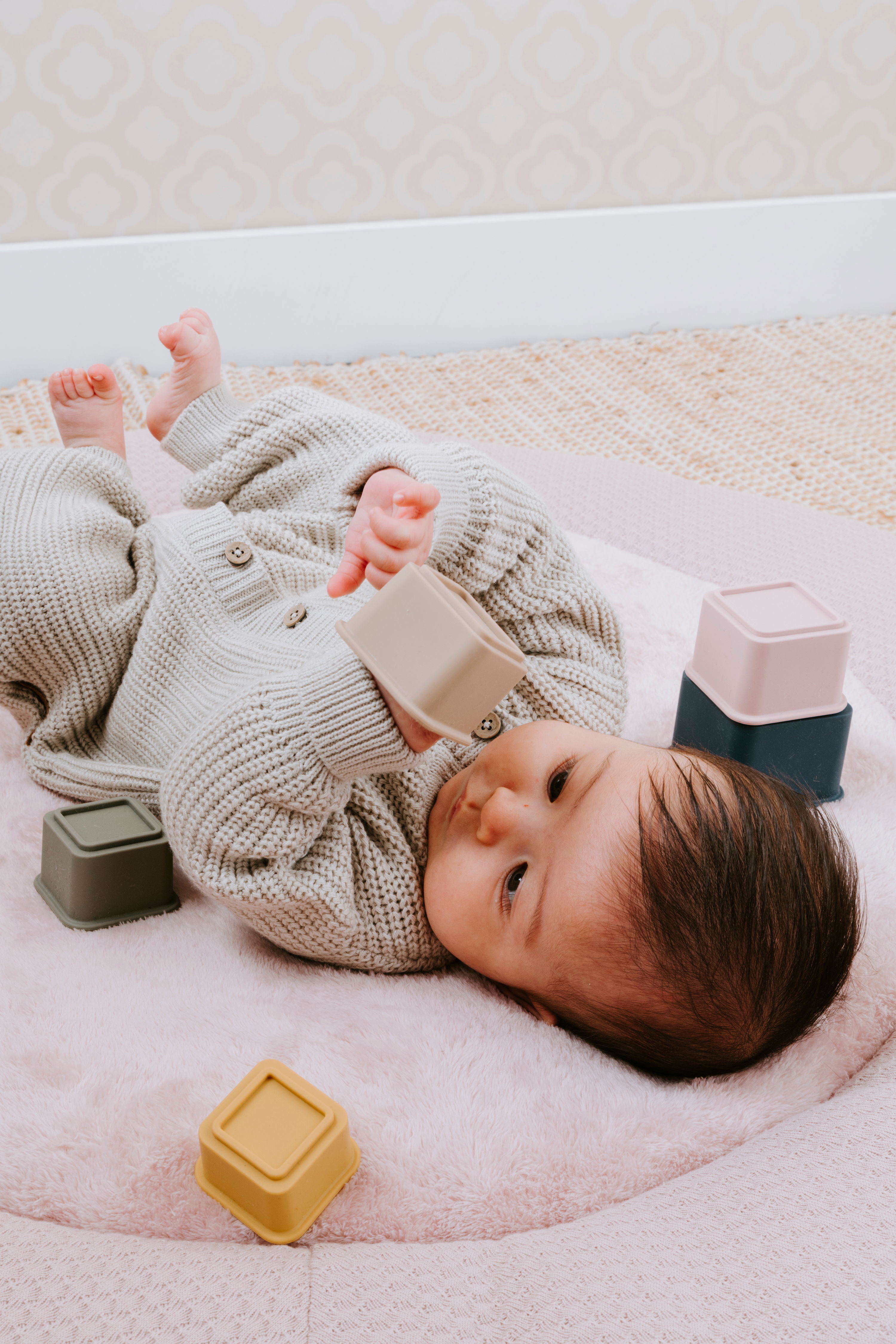 Playpen mat Sky warm linen - Ø90 cm