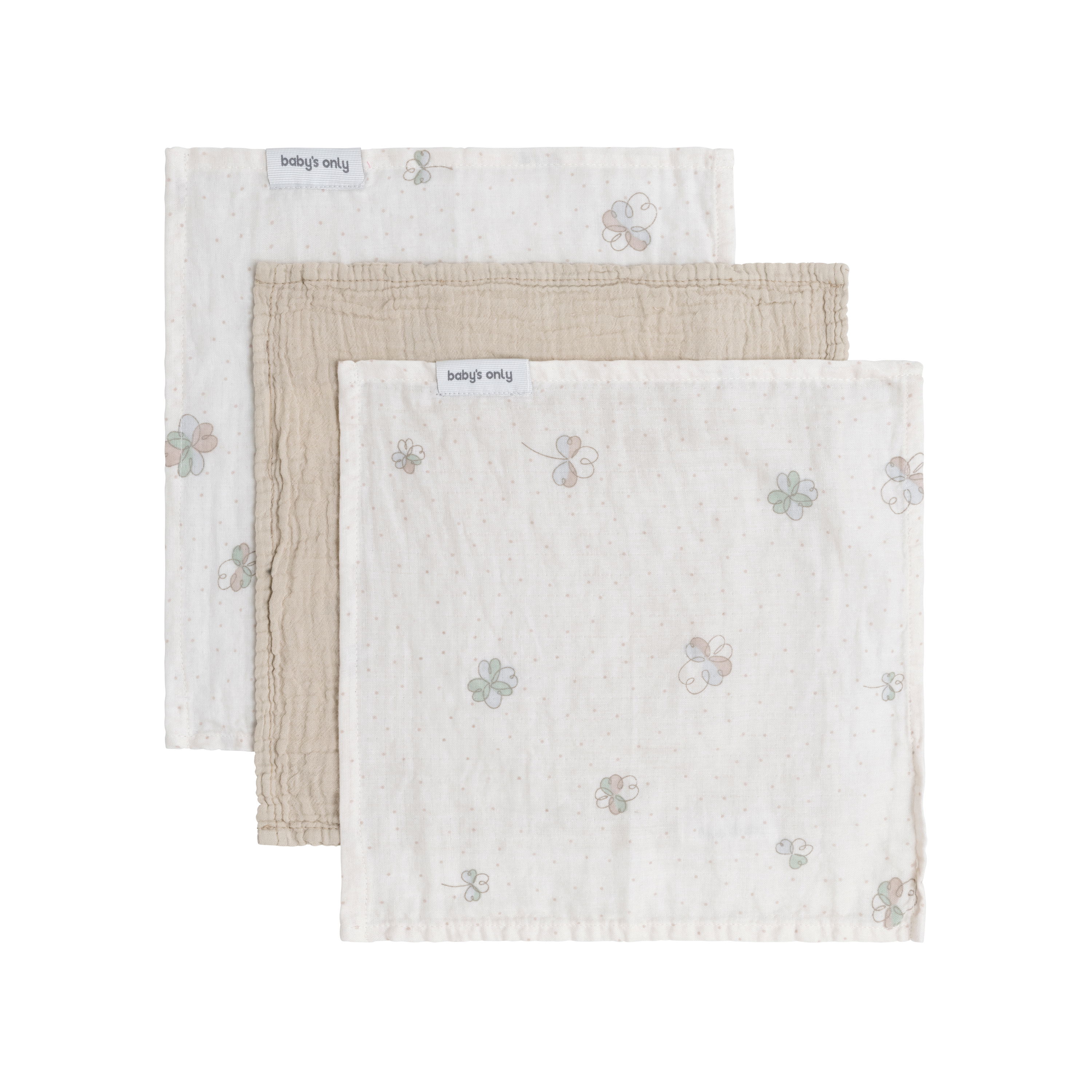 Monddoekje Tender beige/clover - 30x30 - 3-pack