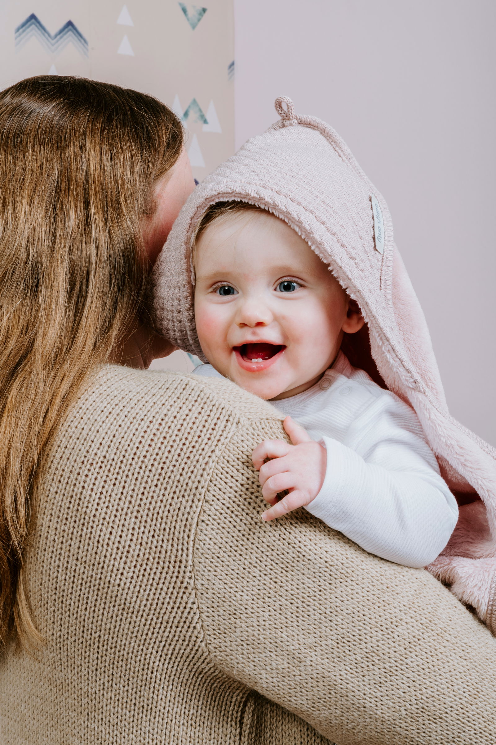 Hooded baby blanket Sky warm linen