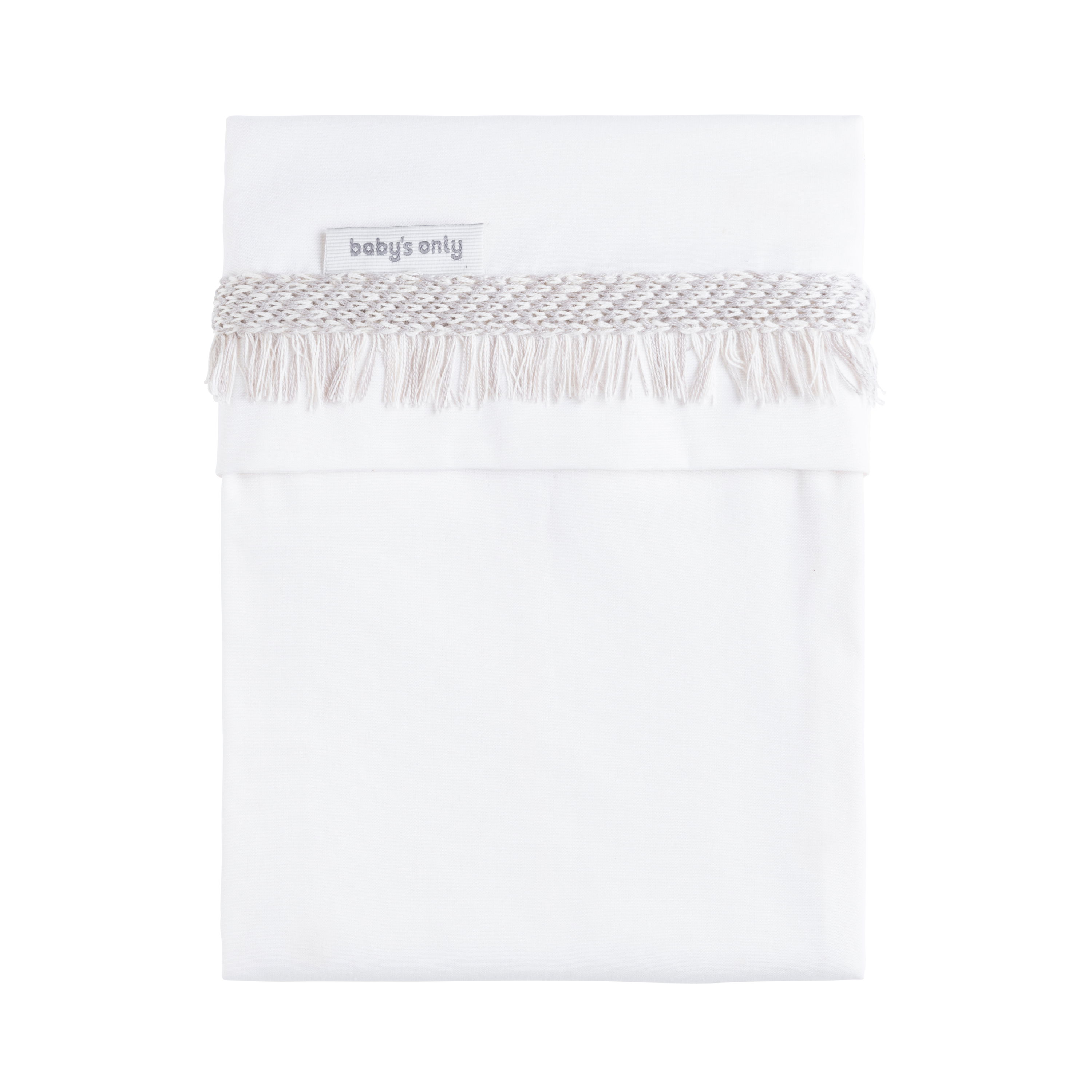 Drap berceau ruban tissé Happiness urban taupe/ecru