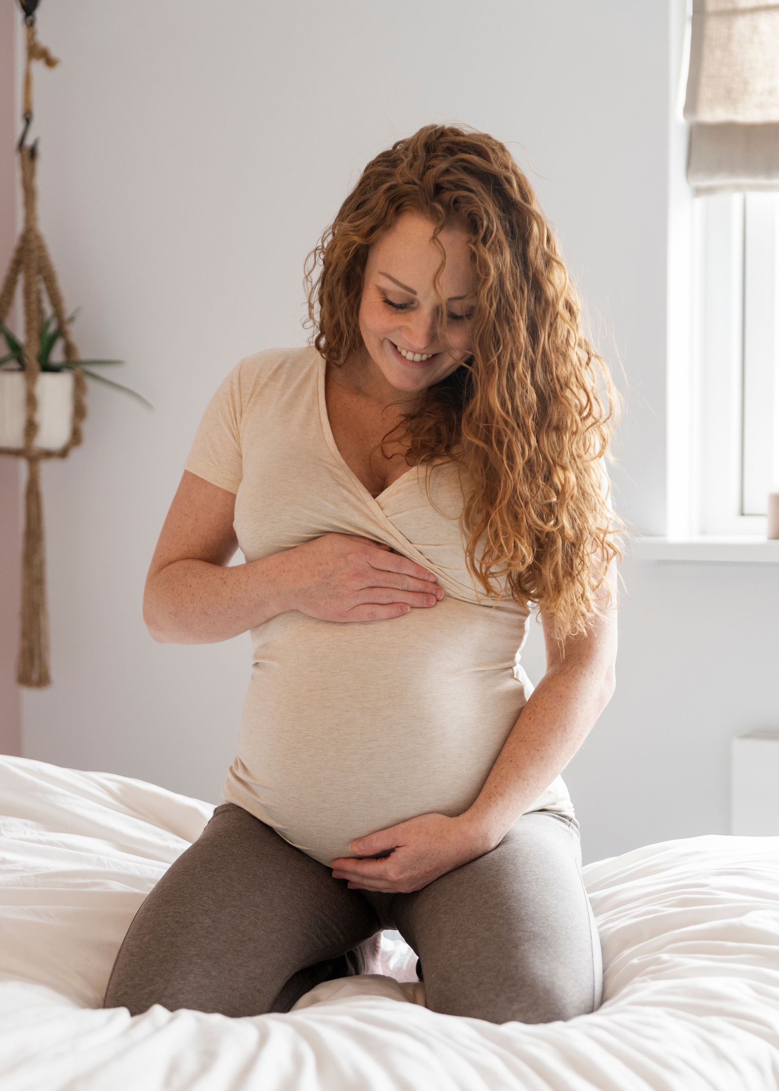 Maternity T-shirt Glow dusty grey - S - With nursing function