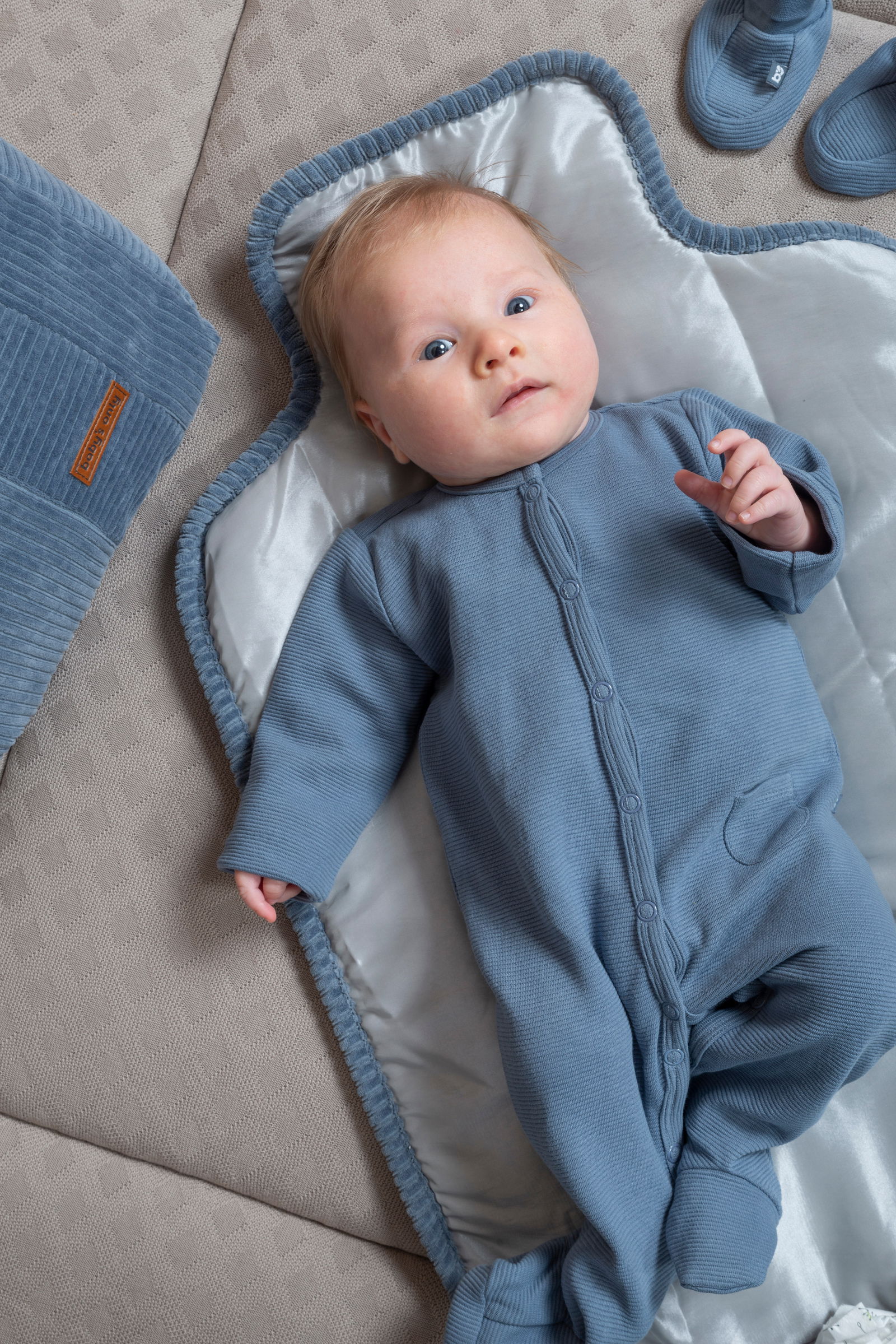 Playsuit with feet Pure vintage blue - 56
