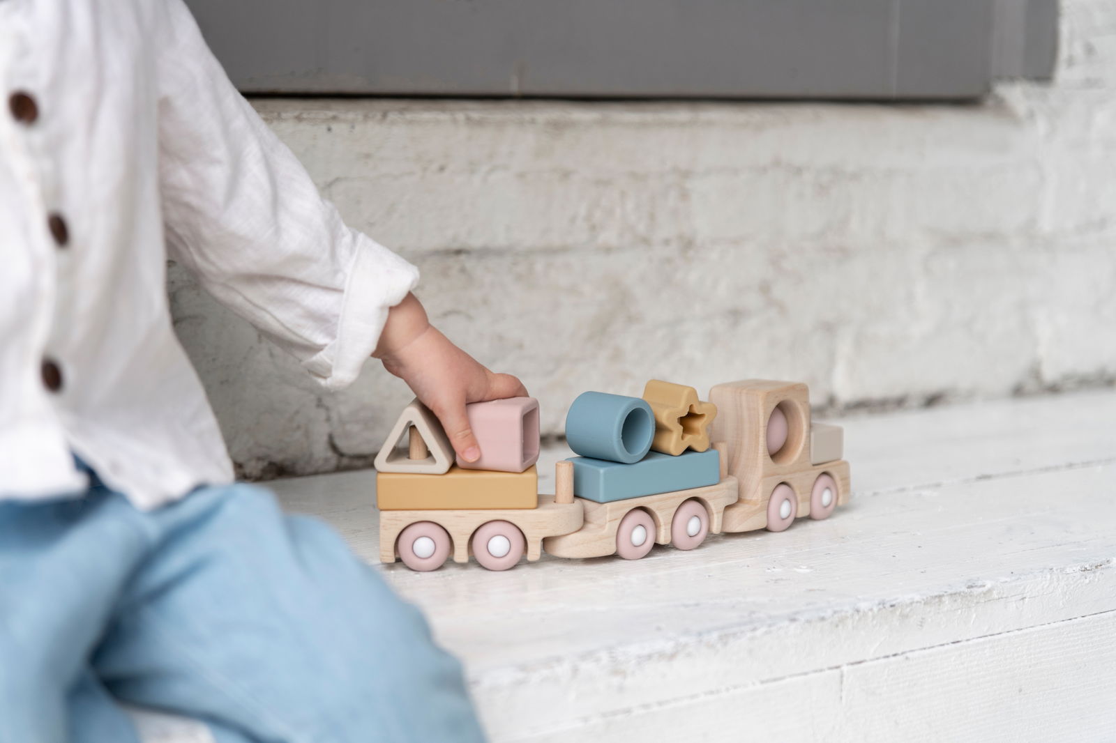 Wooden train set earth