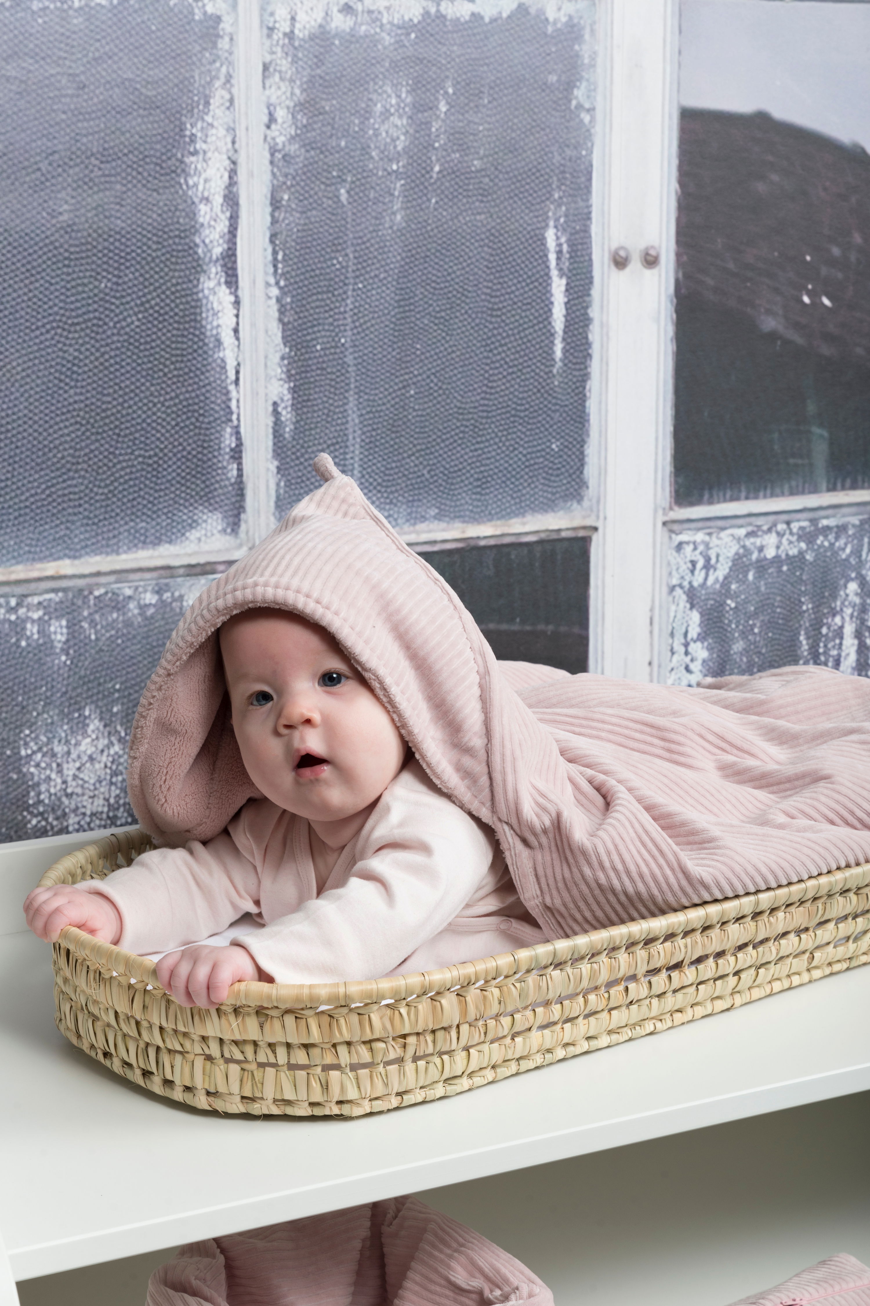 Hooded baby blanket Sense old pink