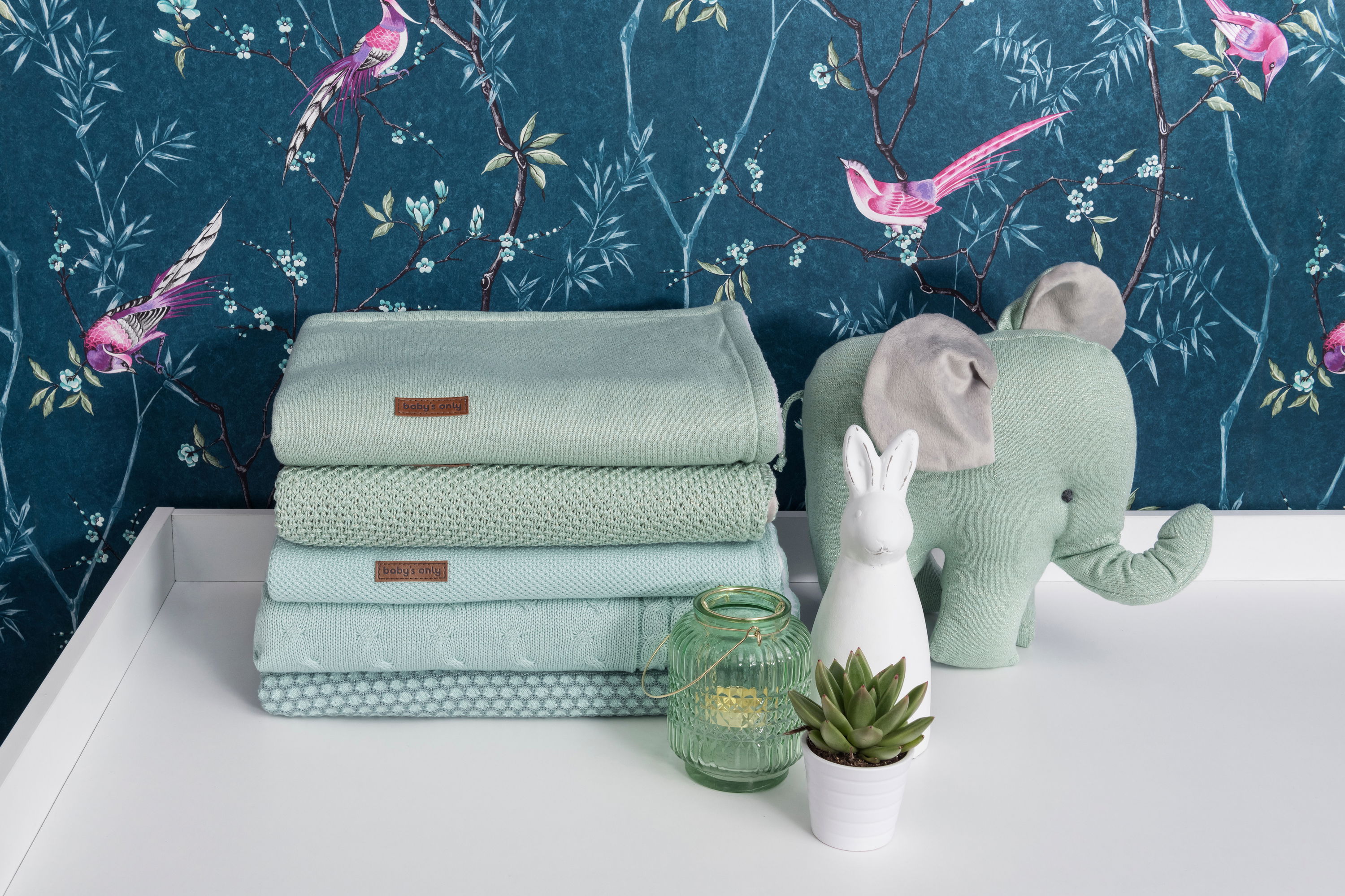 Couverture berceau teddy Sparkle mint-doré mêlé