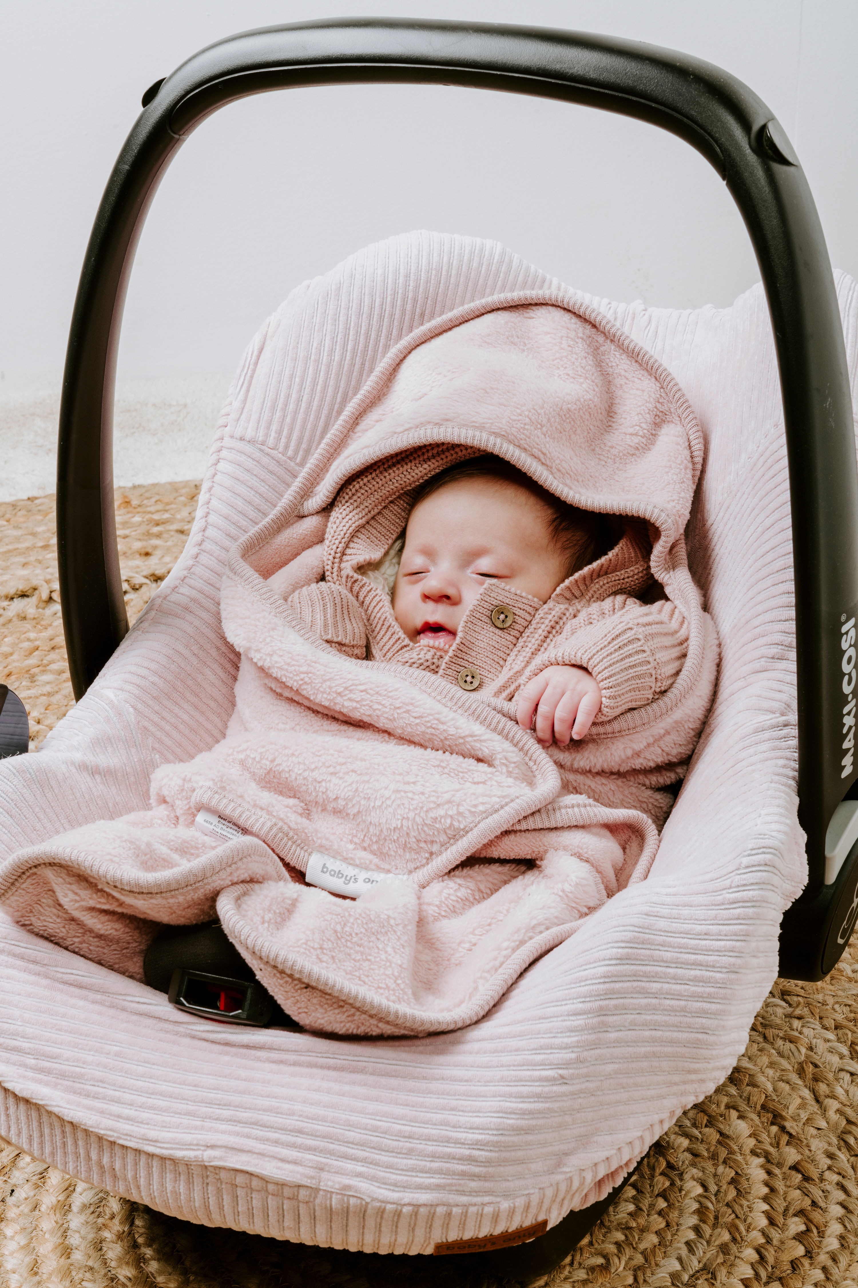 Hooded baby blanket with feet Cozy misty blue