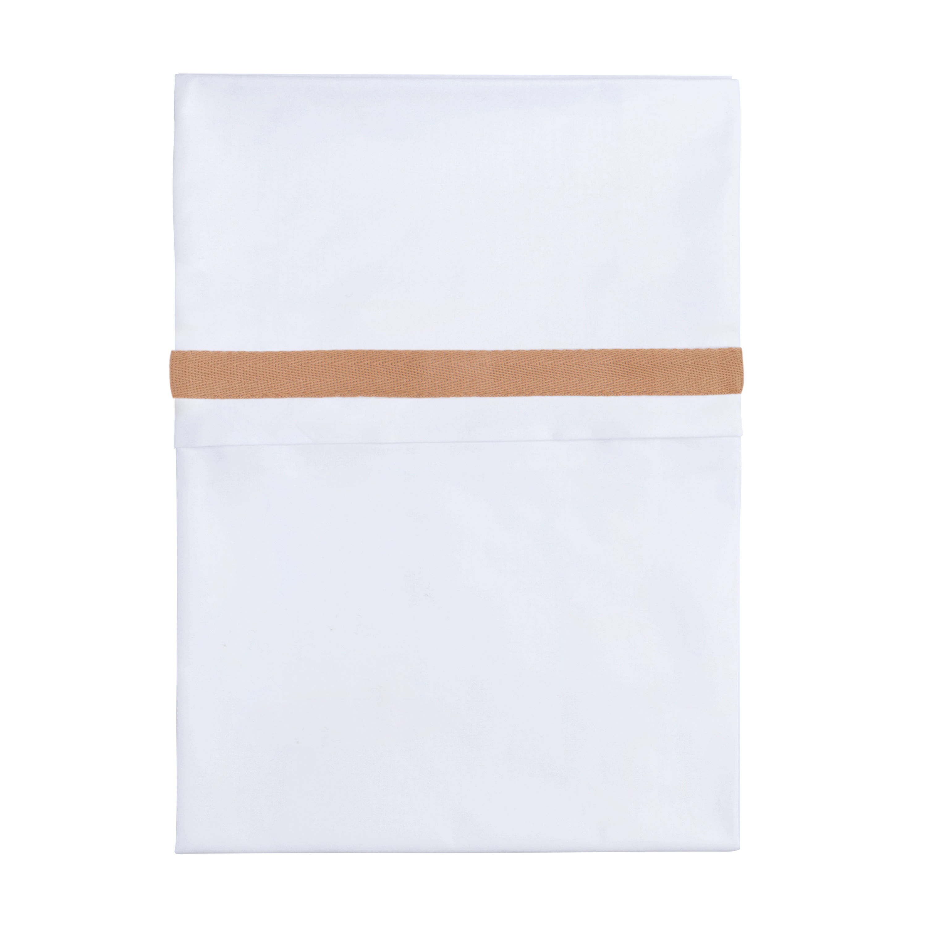 Cot sheet woven ribbon caramel/white