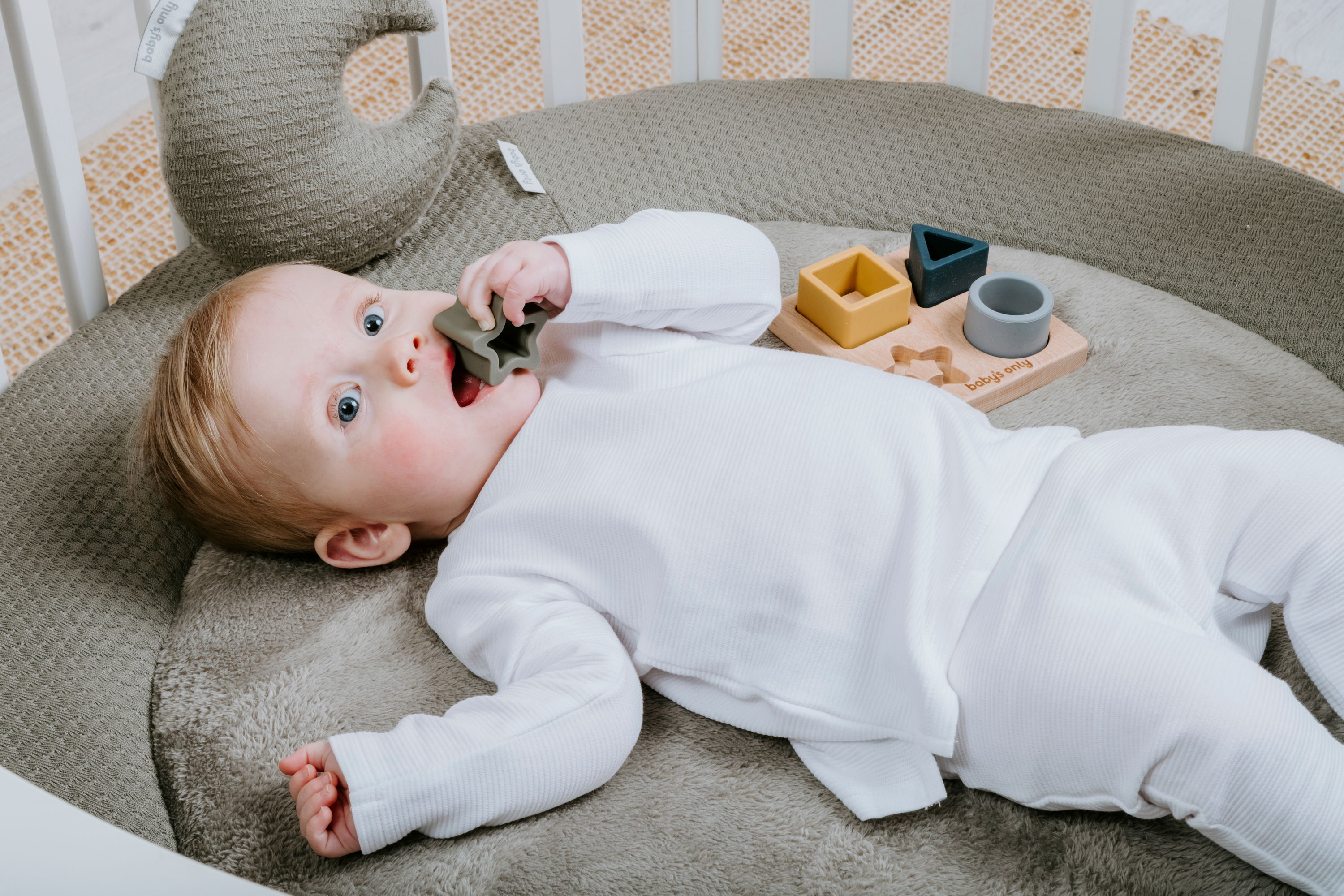 Playpen mat Sky warm linen - Ø90 cm