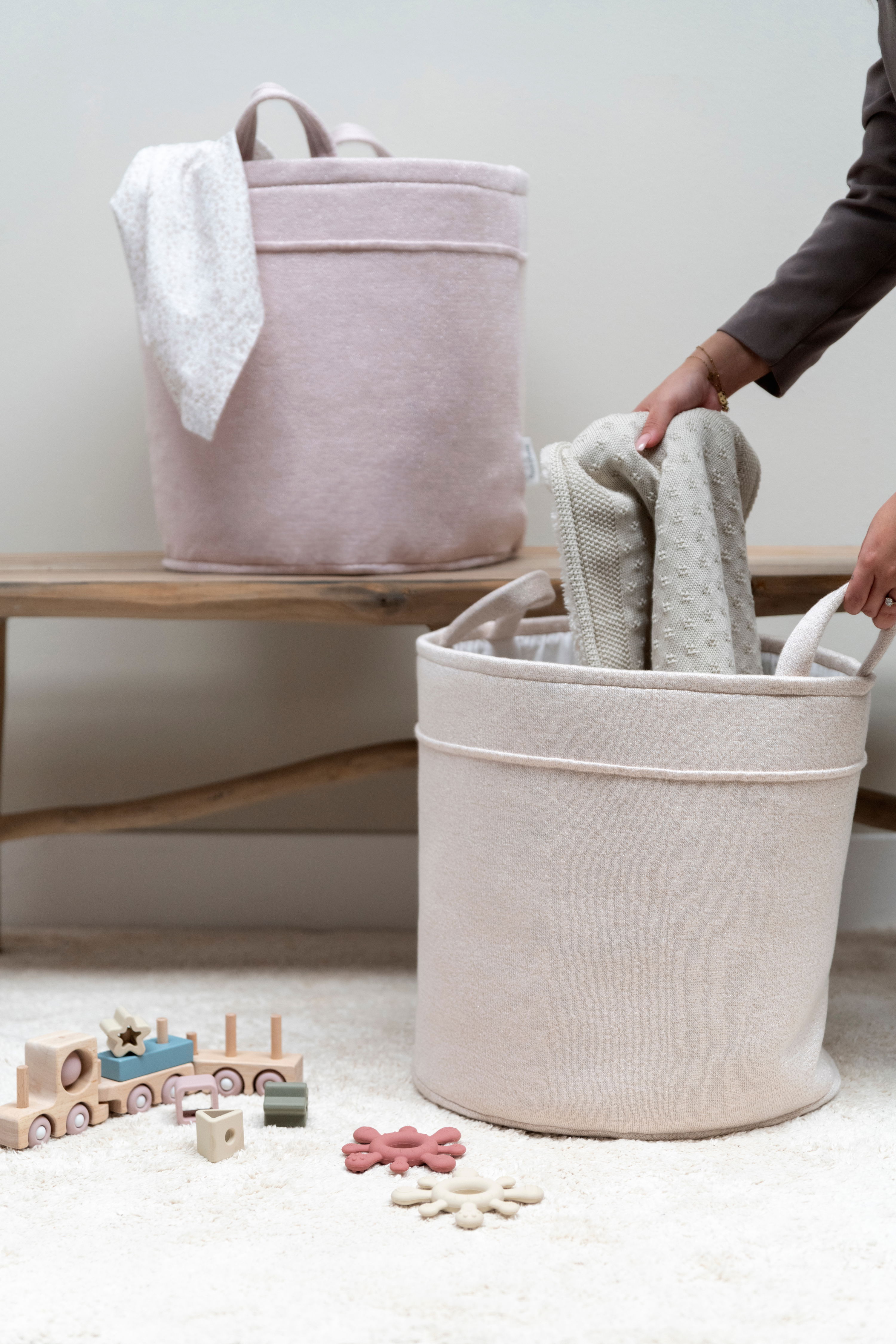 Storage basket Sparkle silver-pink melee