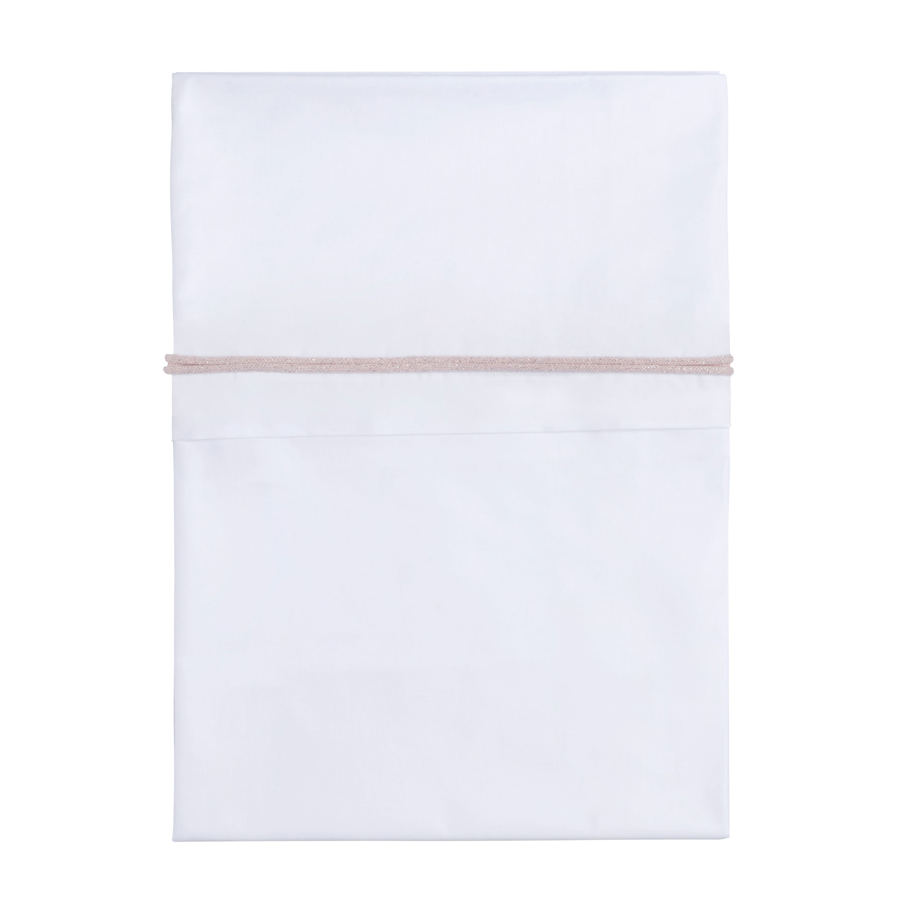 Drap lit bébé ruban tricoté rose-argent mêlé/blanc