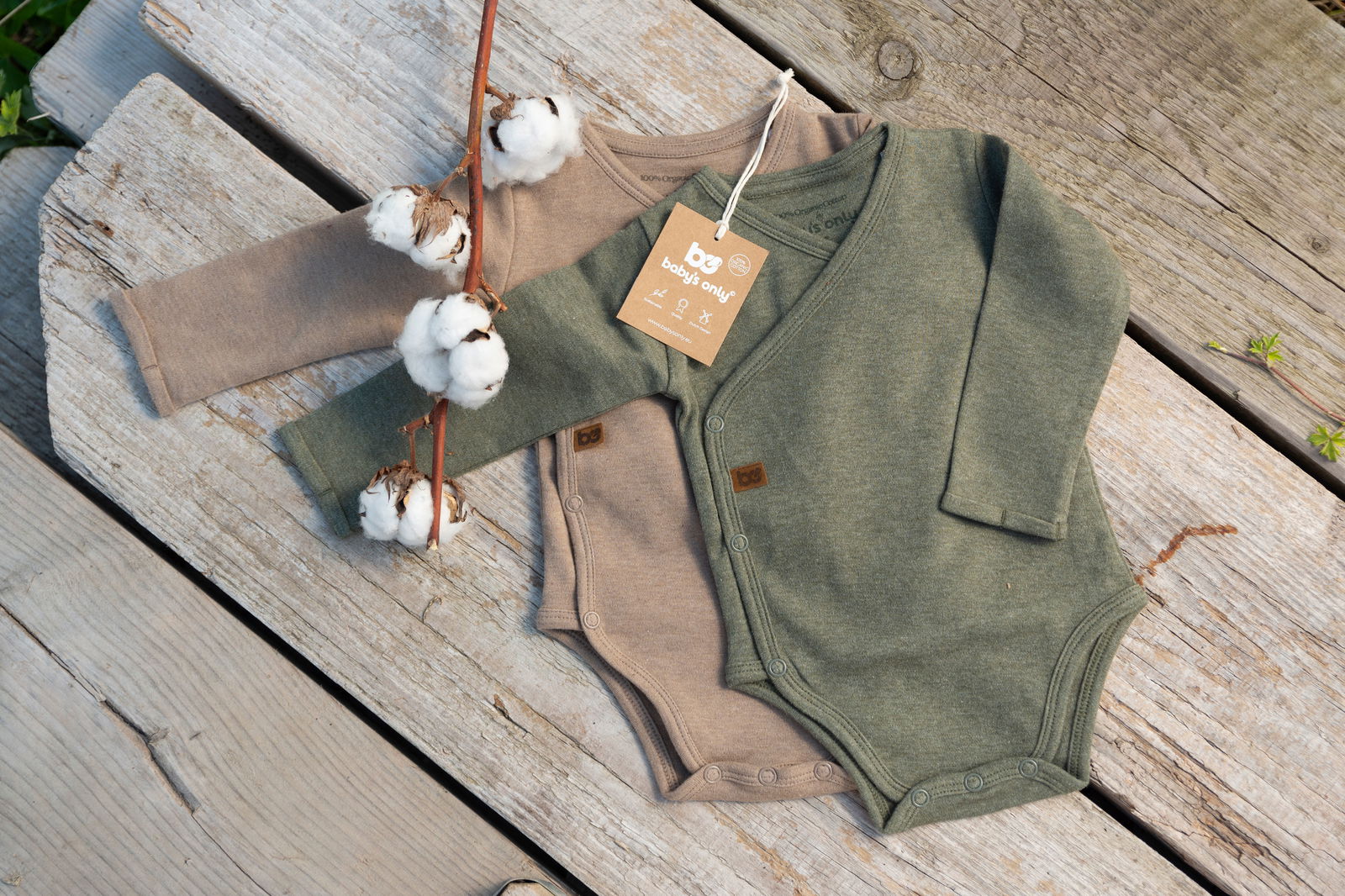 Romper long sleeves Melange khaki - 62