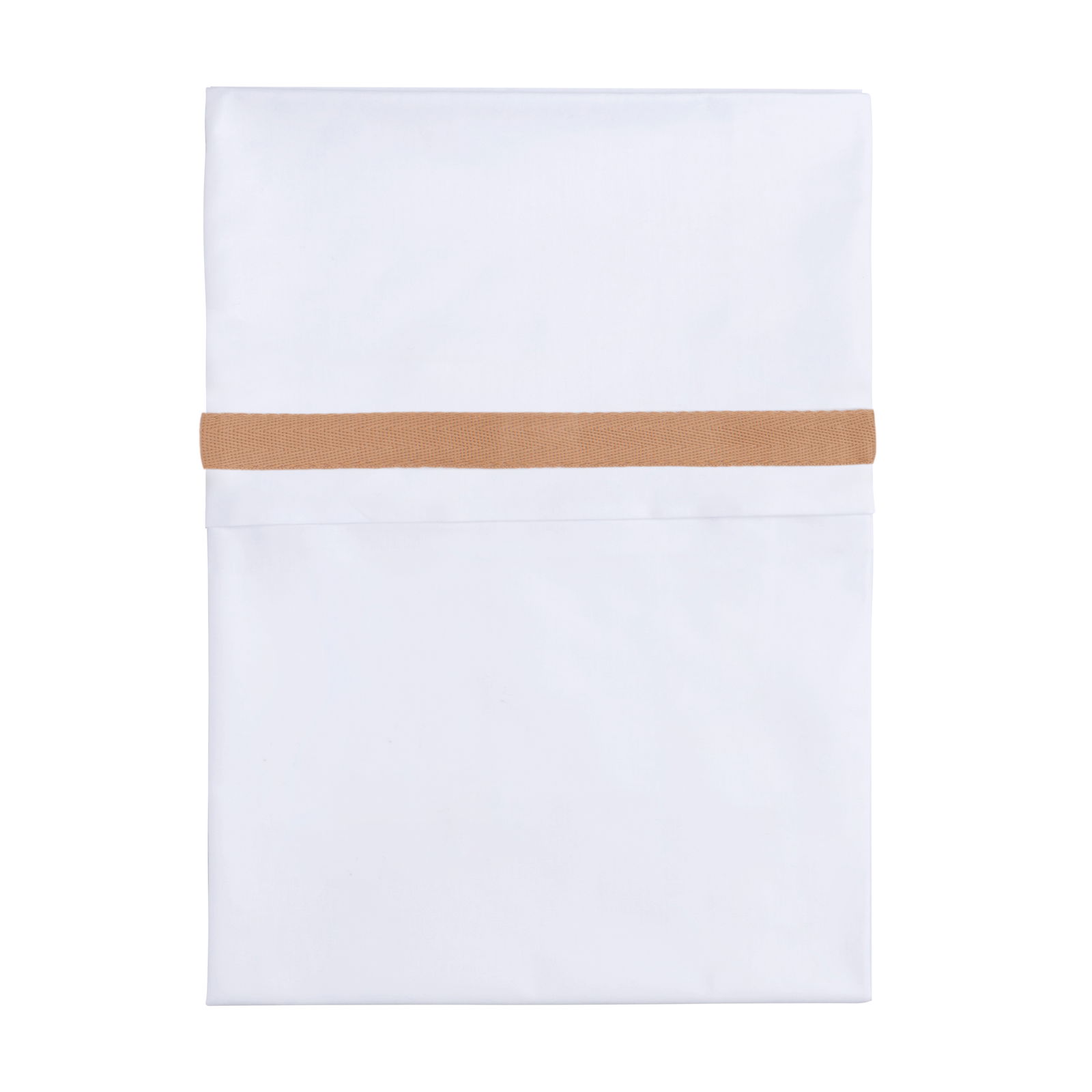 Baby crib sheet woven ribbon caramel/white