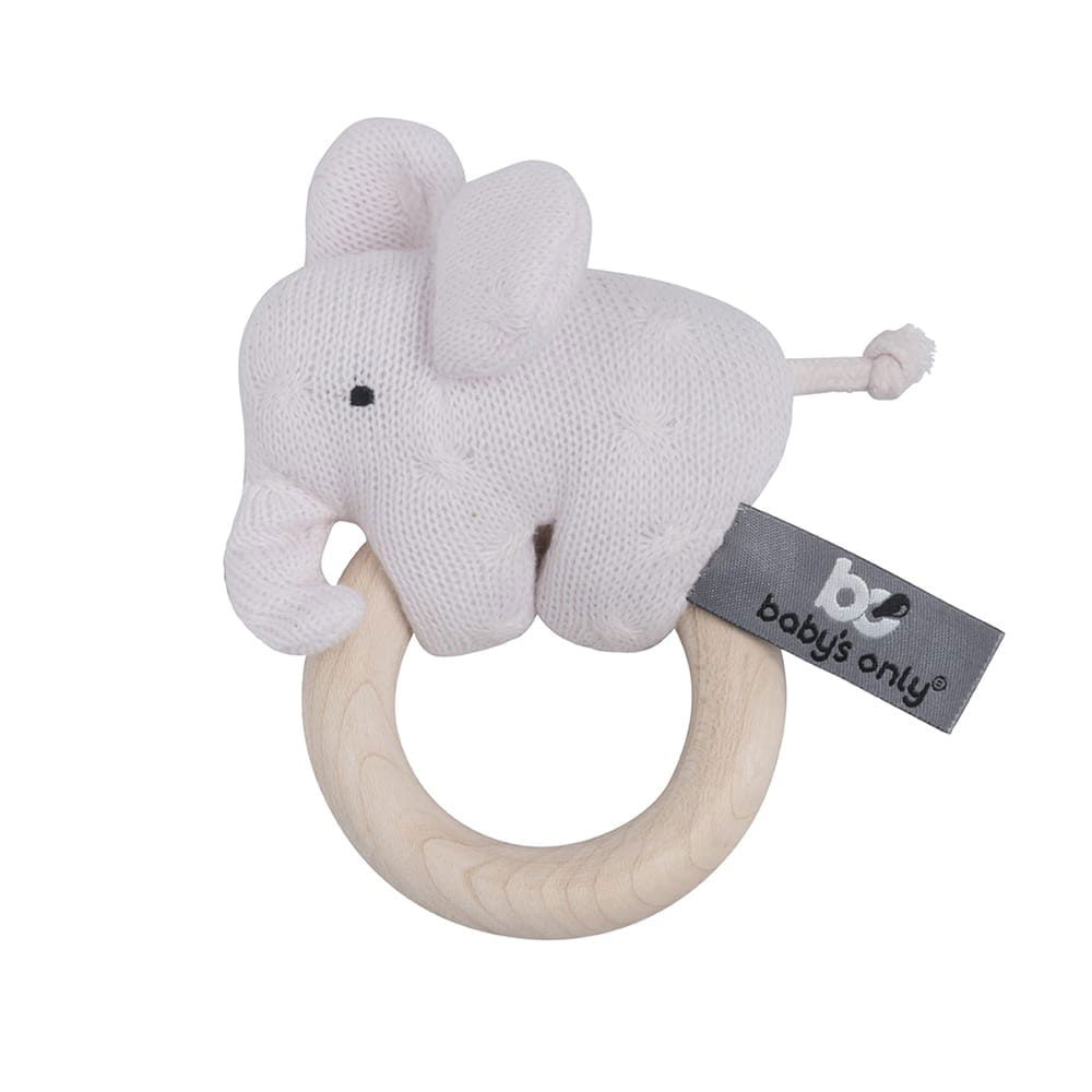 Houten rammelaar olifant classic roze