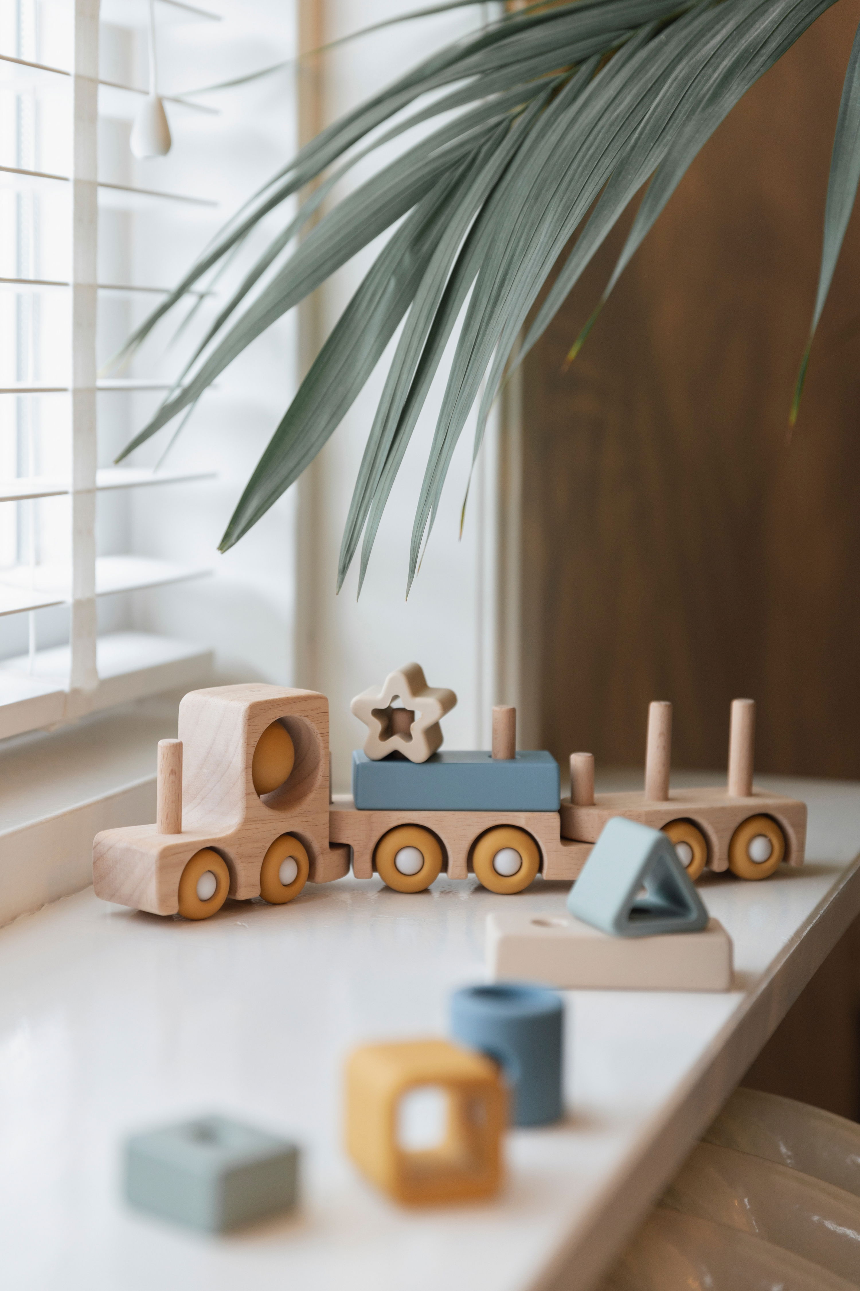 Wooden train set earth