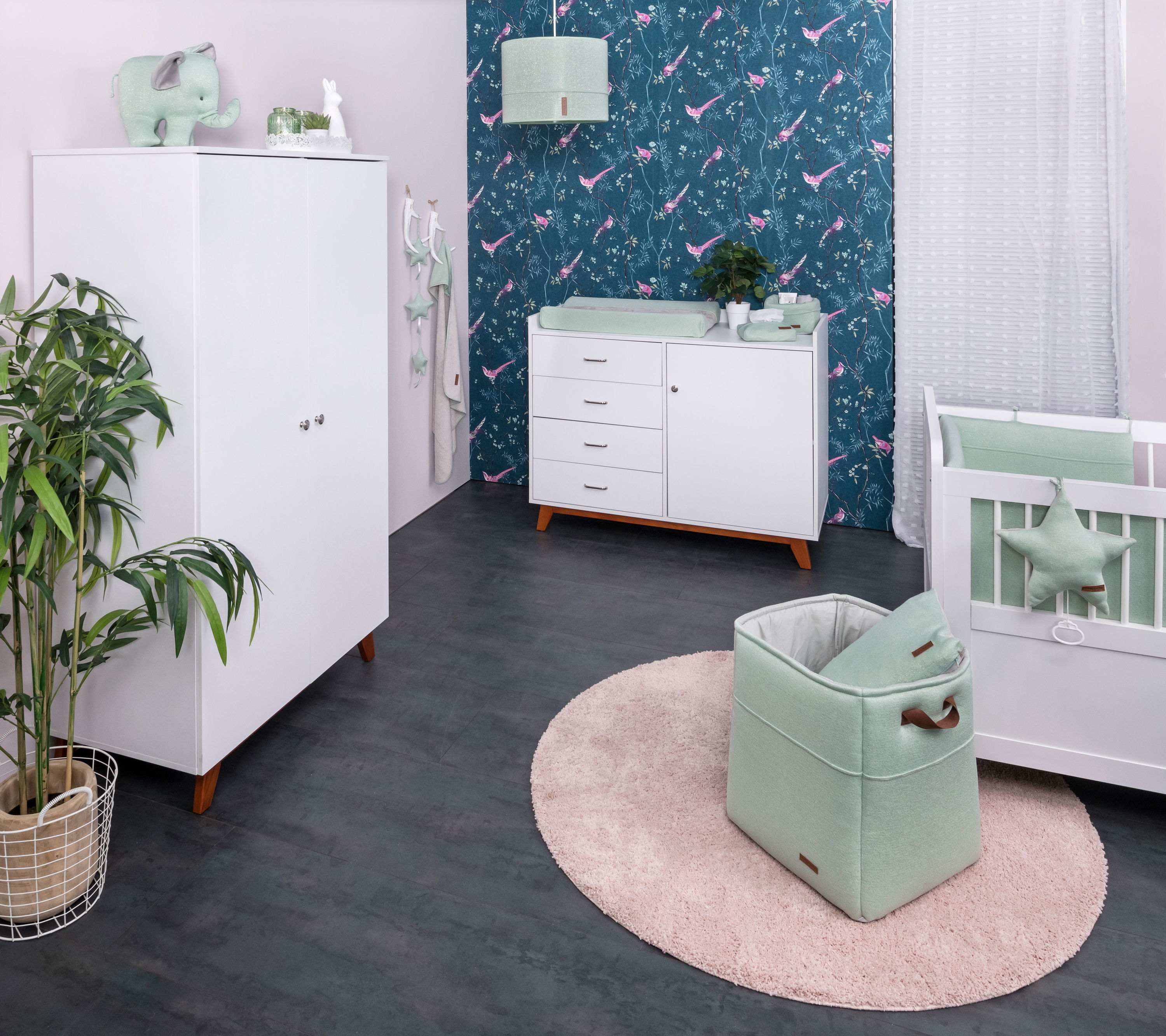 Panier commode Sparkle mint-doré mêlé