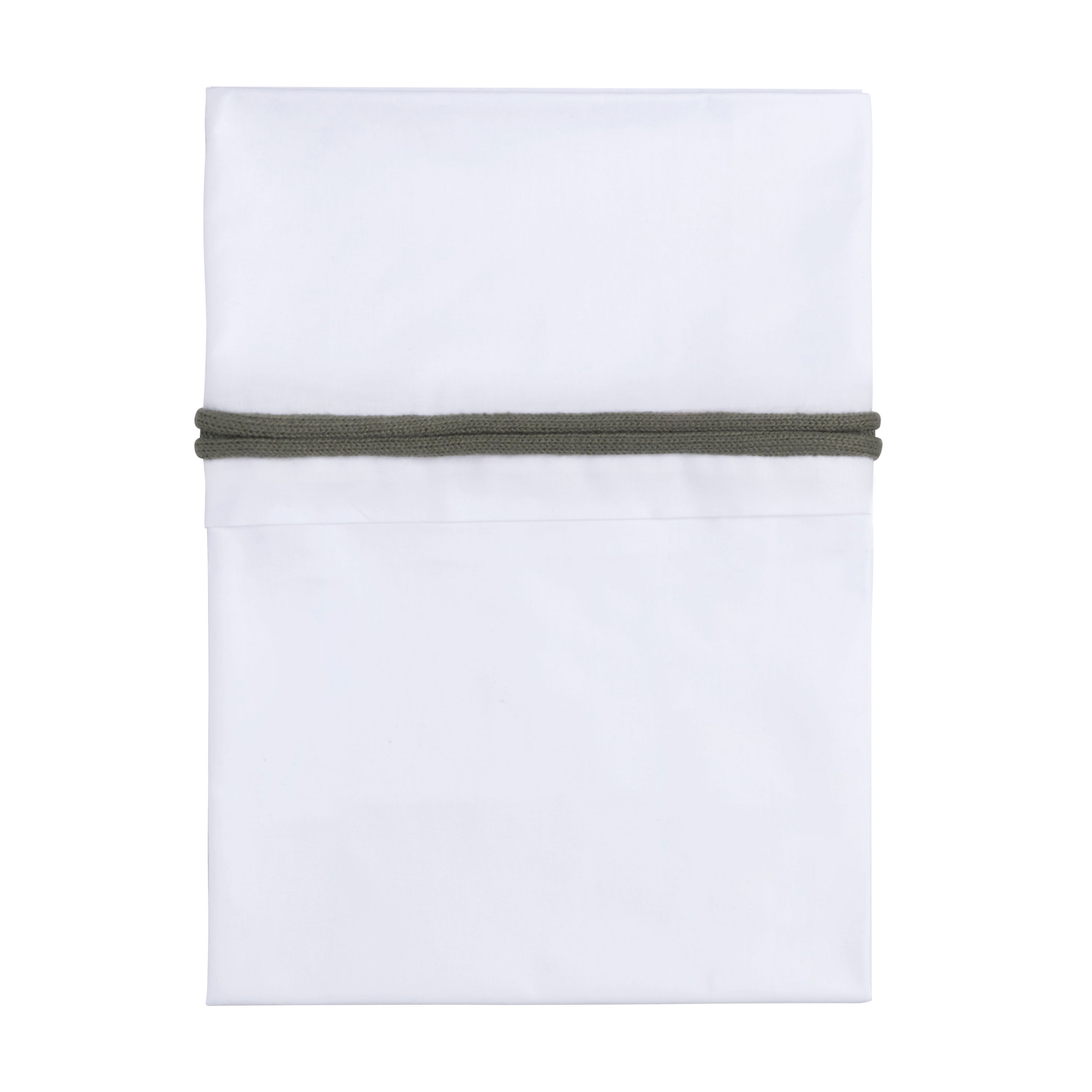 Drap berceau ruban tricoté khaki/blanc