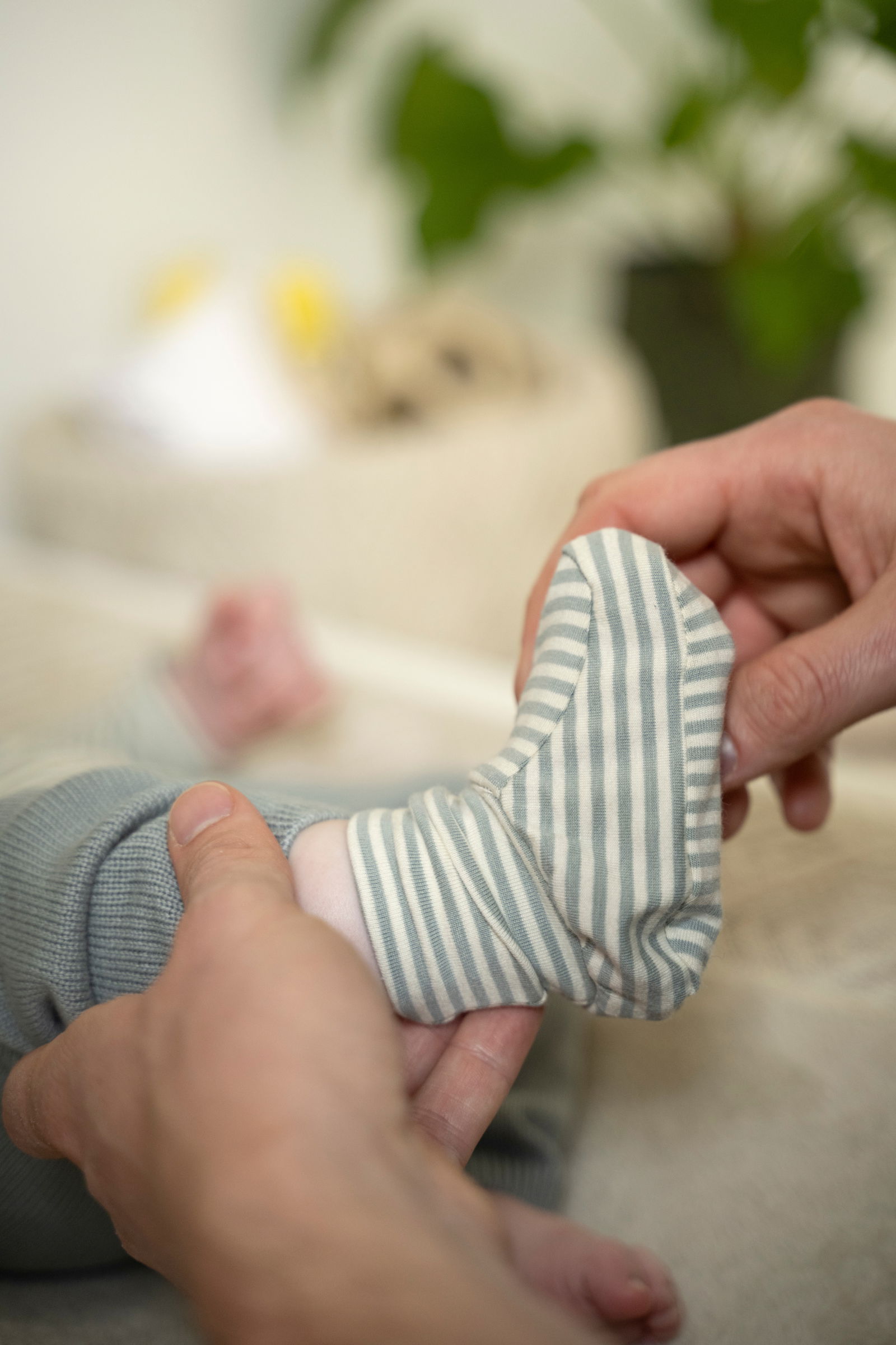 Booties Stripe nordic blue - 3-6 months
