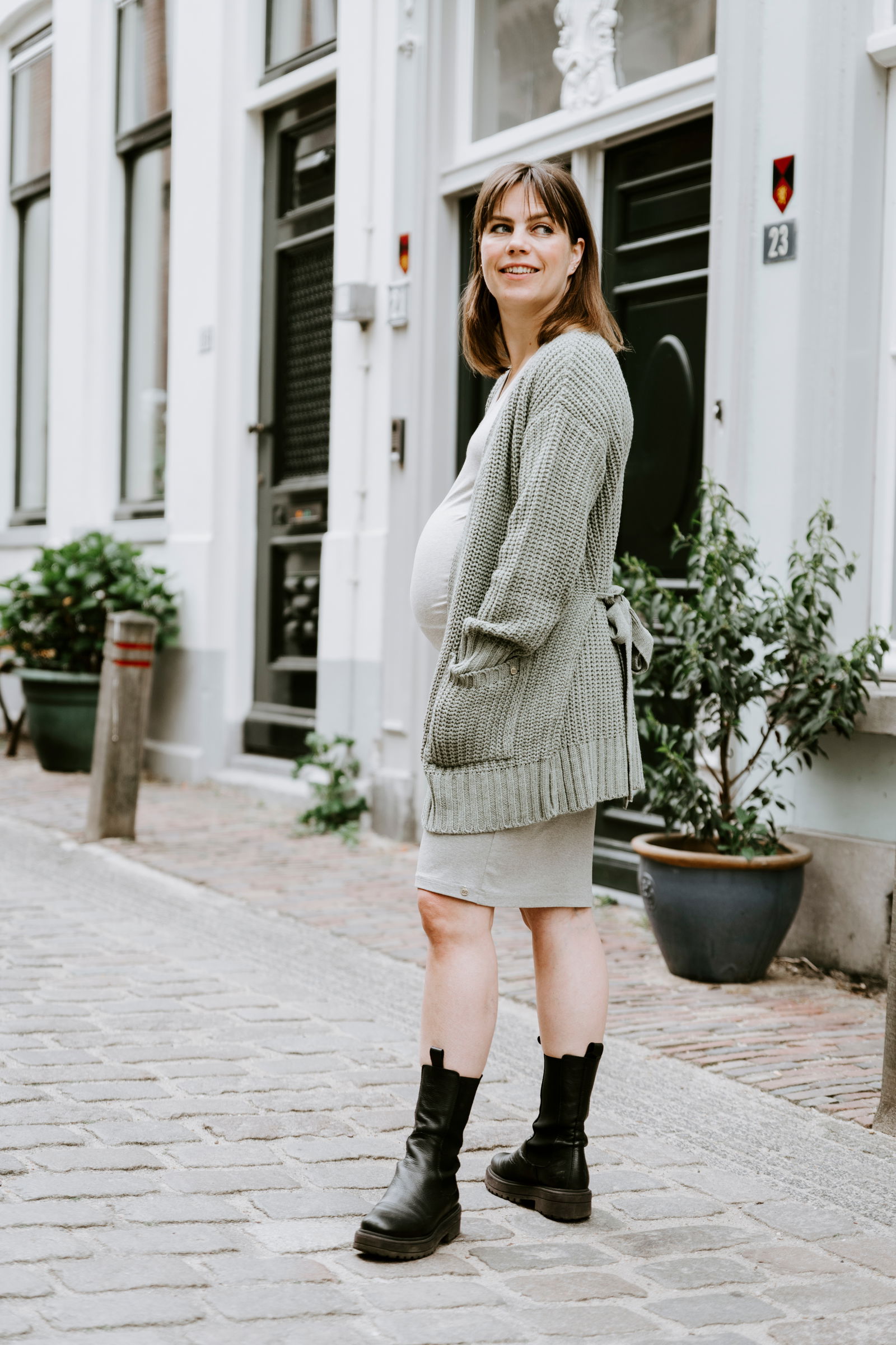 Maternity cardigan Glow urban green - M