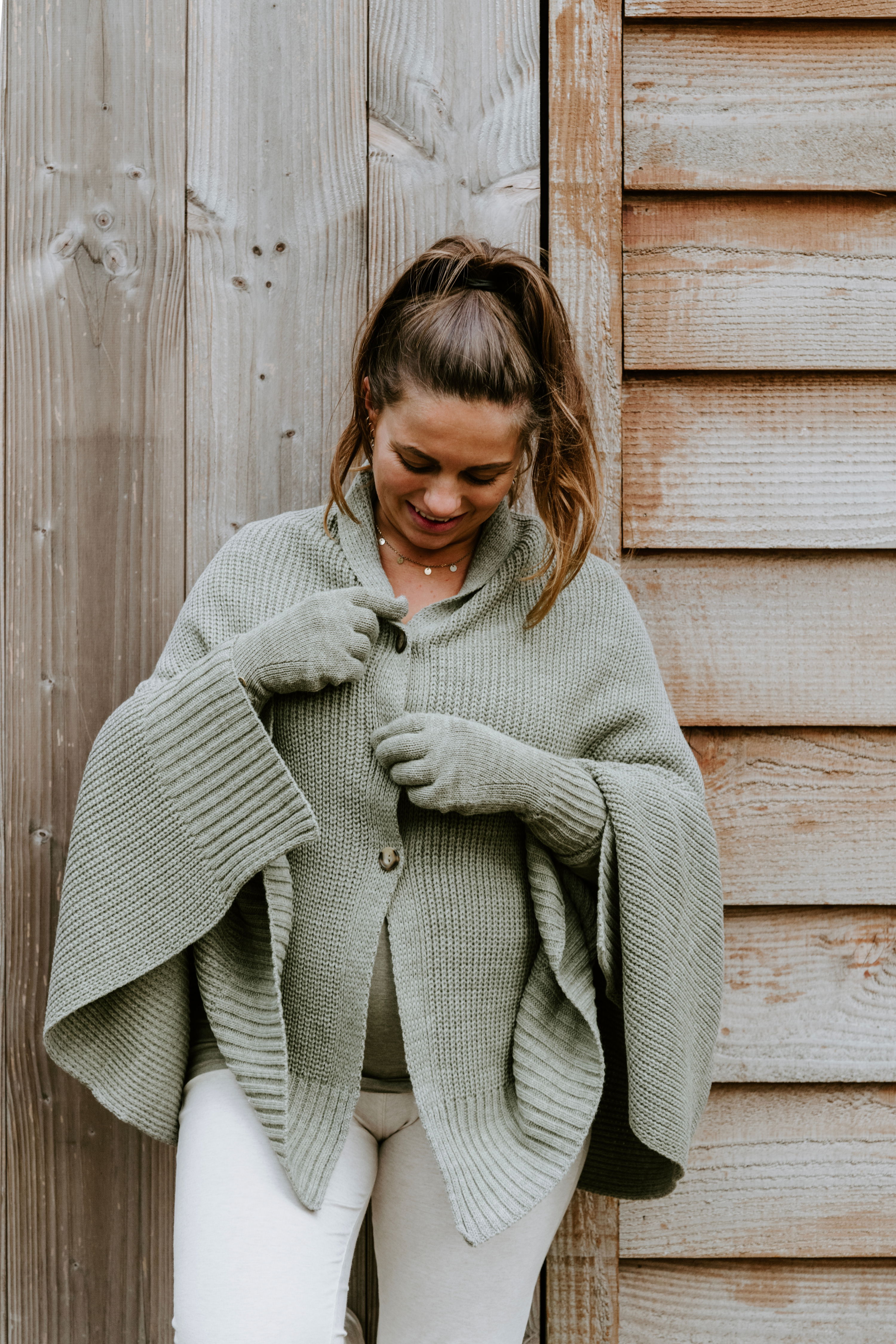 Zwangerschaps poncho Glow urban green