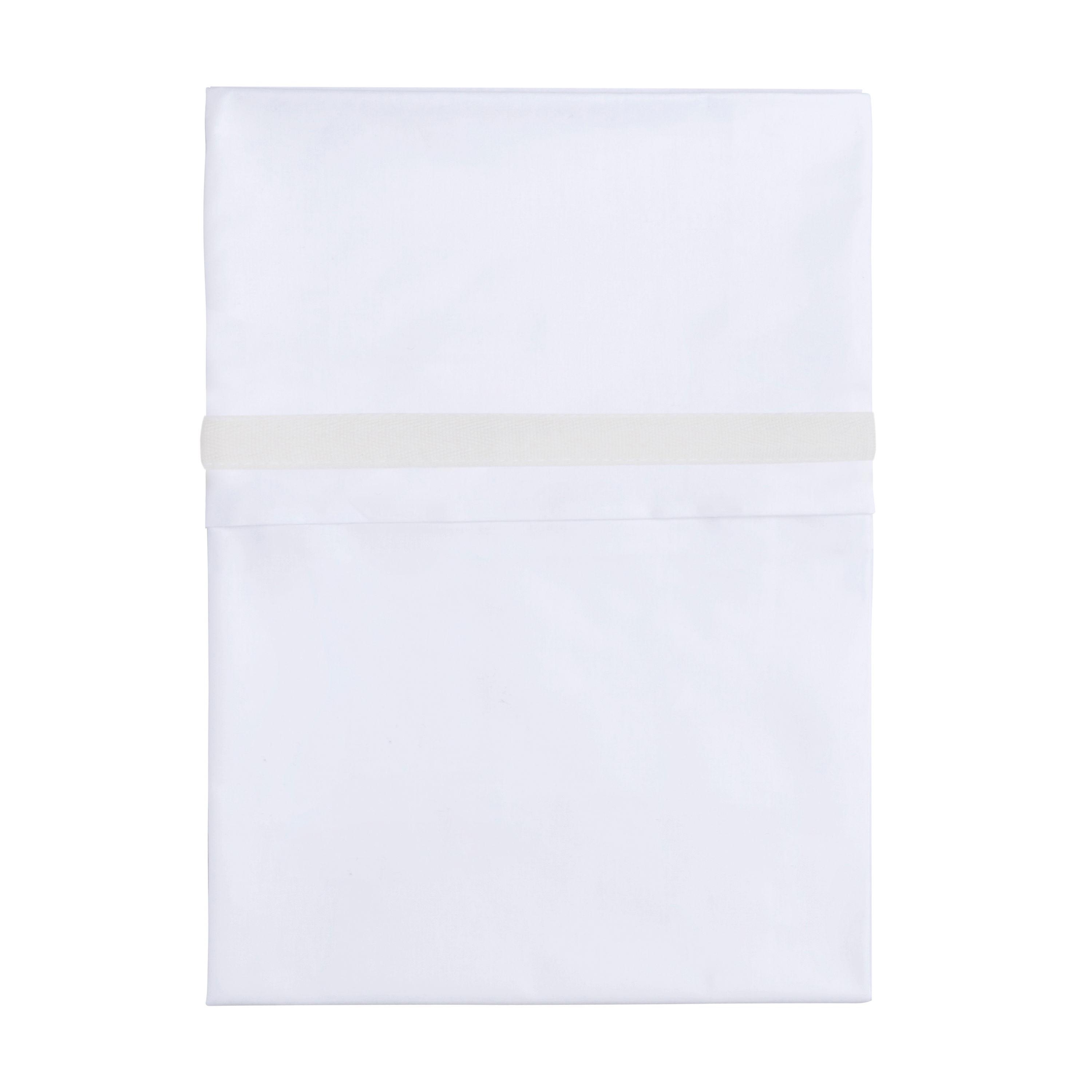 Baby crib sheet woven ribbon white