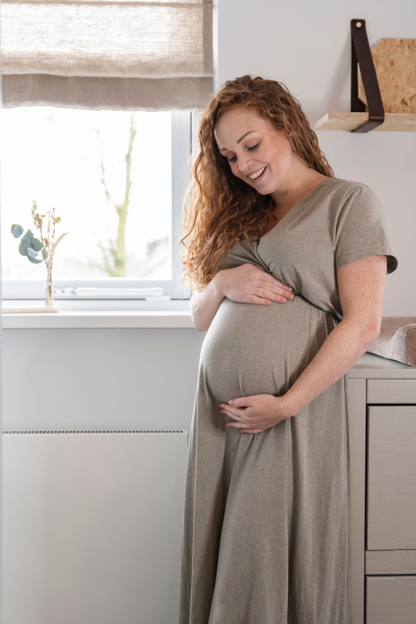 Maternity dress Glow hazel brown - S/M - With nursing function