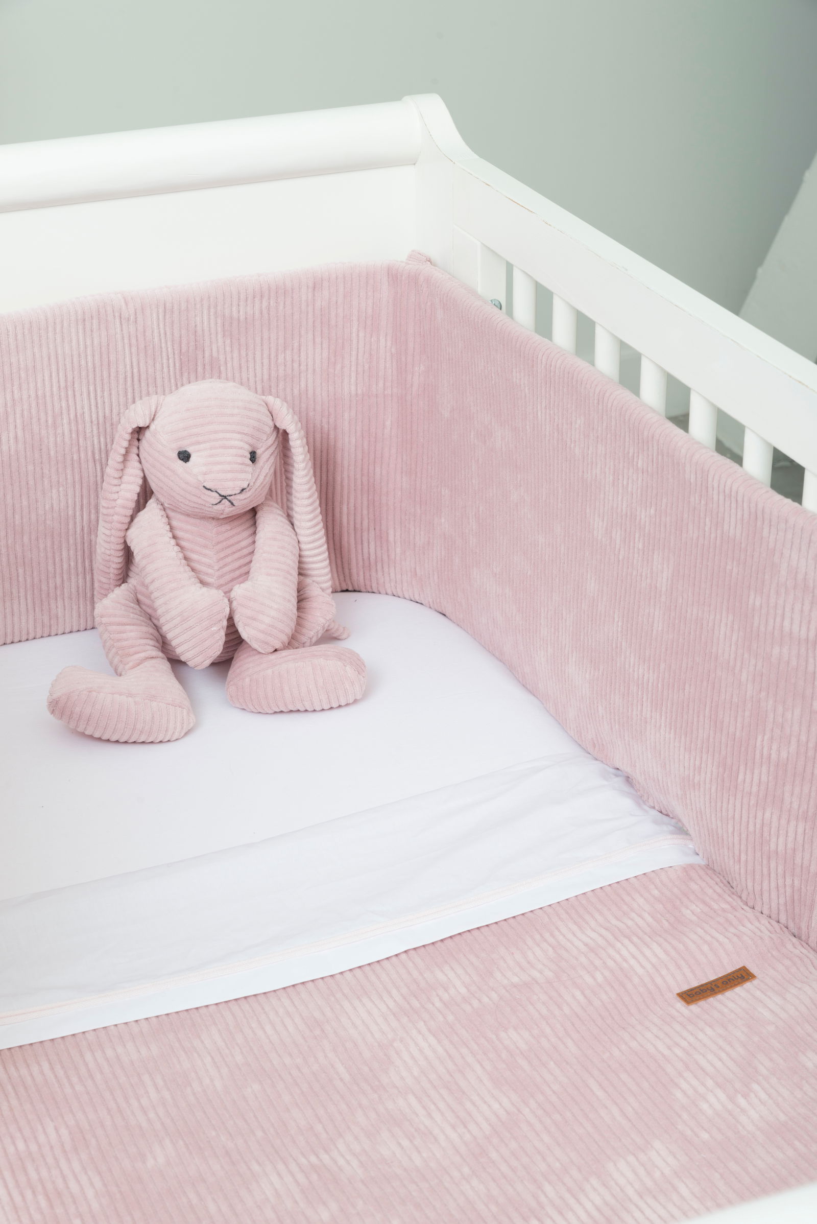 Ledikantlaken gebreide bies classic roze/wit