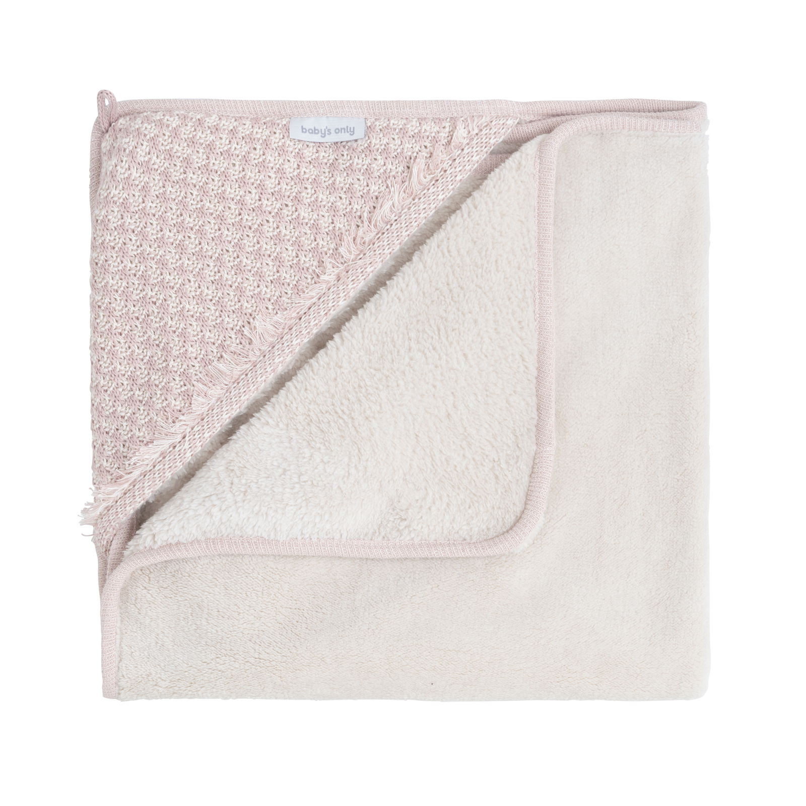 Hooded baby blanket Happiness old pink/ecru