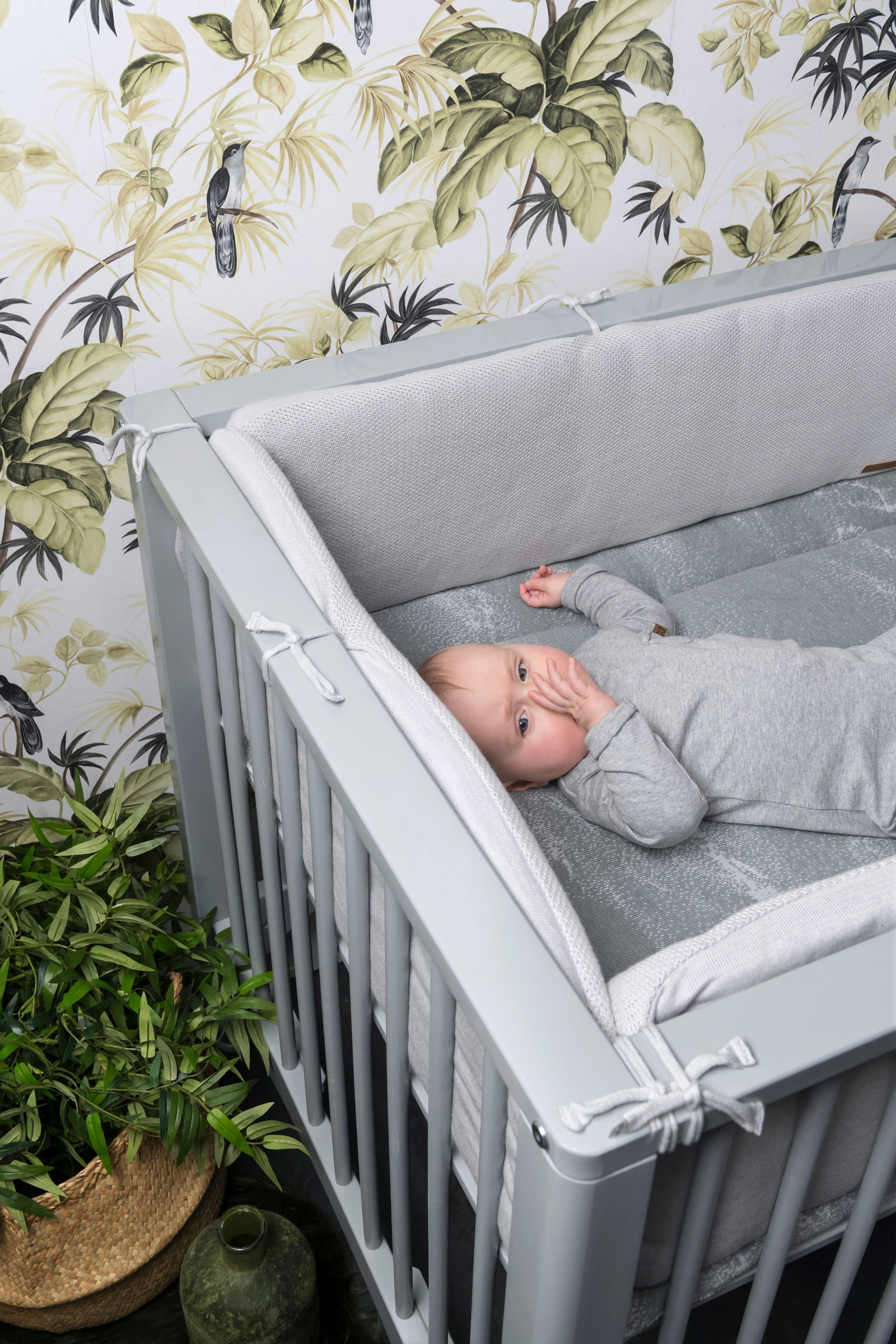 Playpen bumper Classic silver-grey