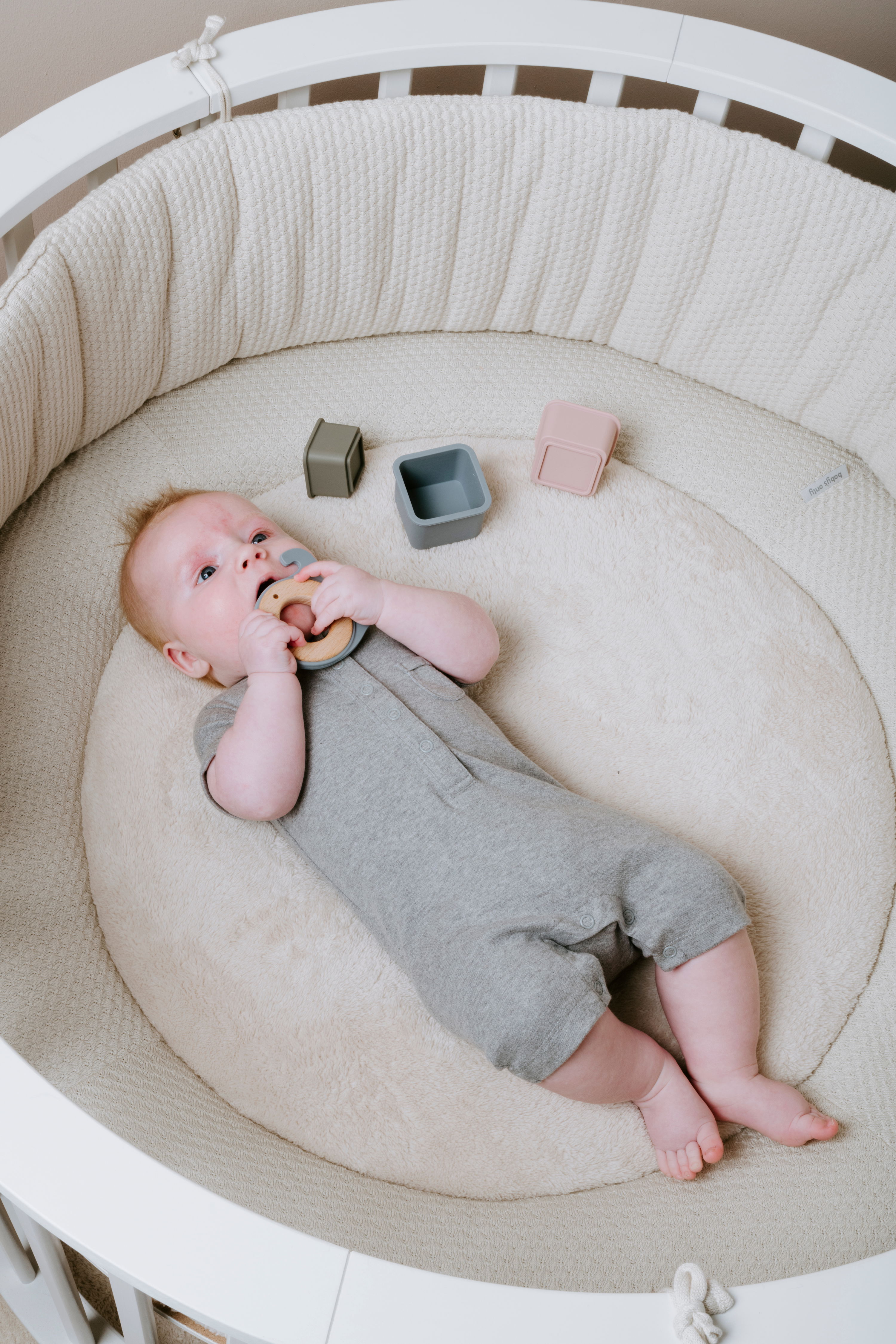 Playpen mat Sky warm linen - Ø90 cm