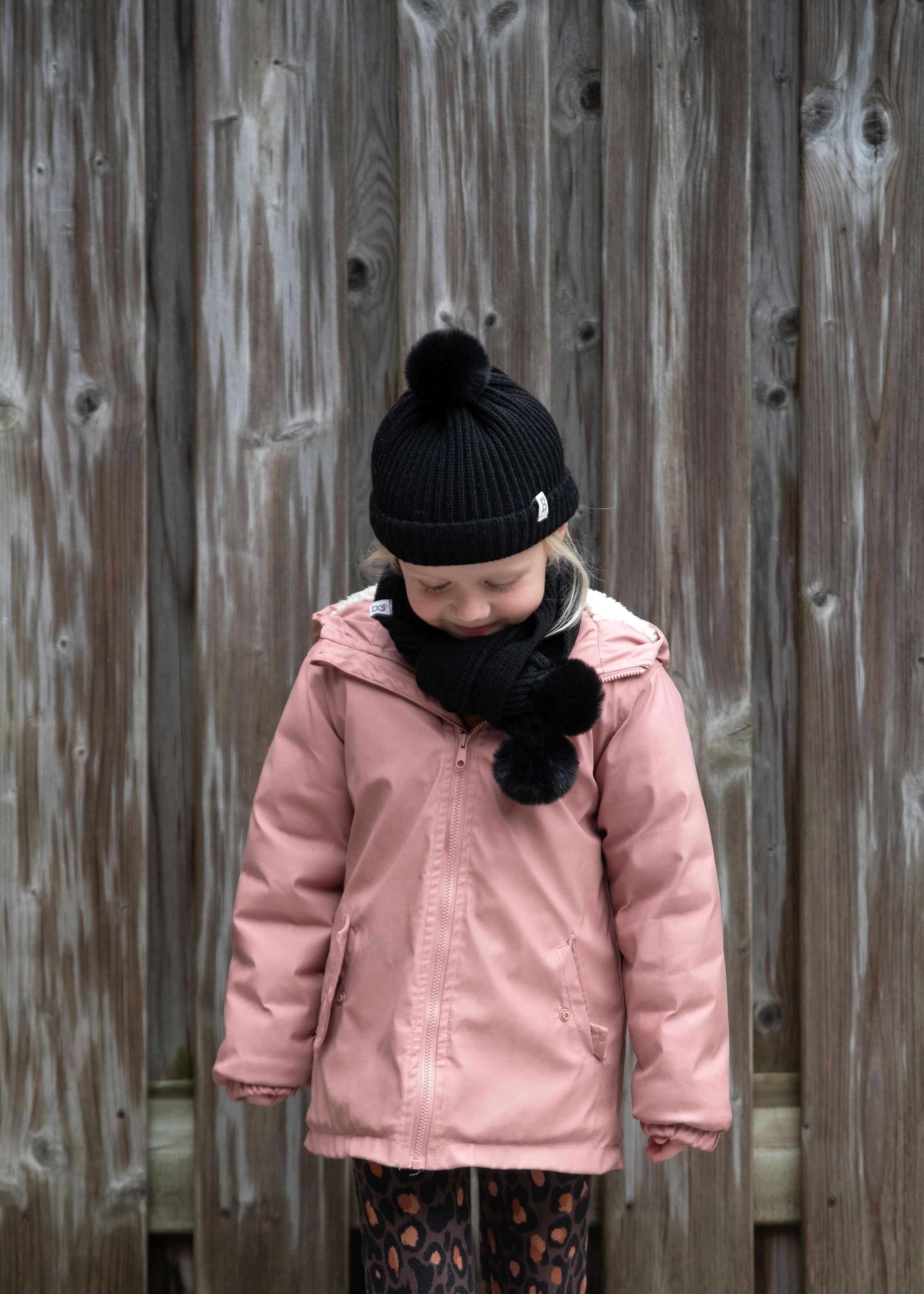 Scarf with pompon Cool old pink - 3-8 years