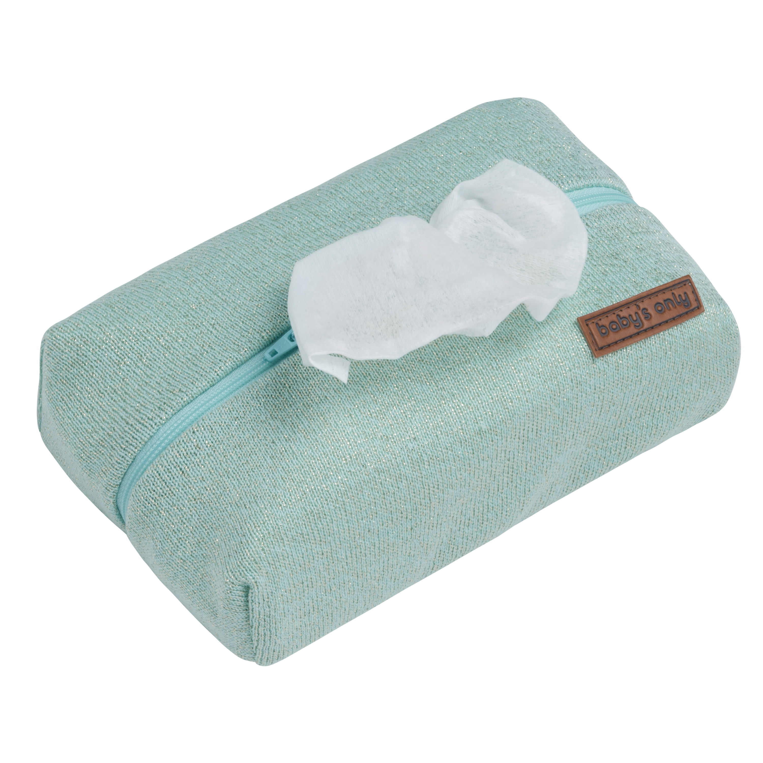 Pochette lingette bébé Sparkle mint-doré mêlé