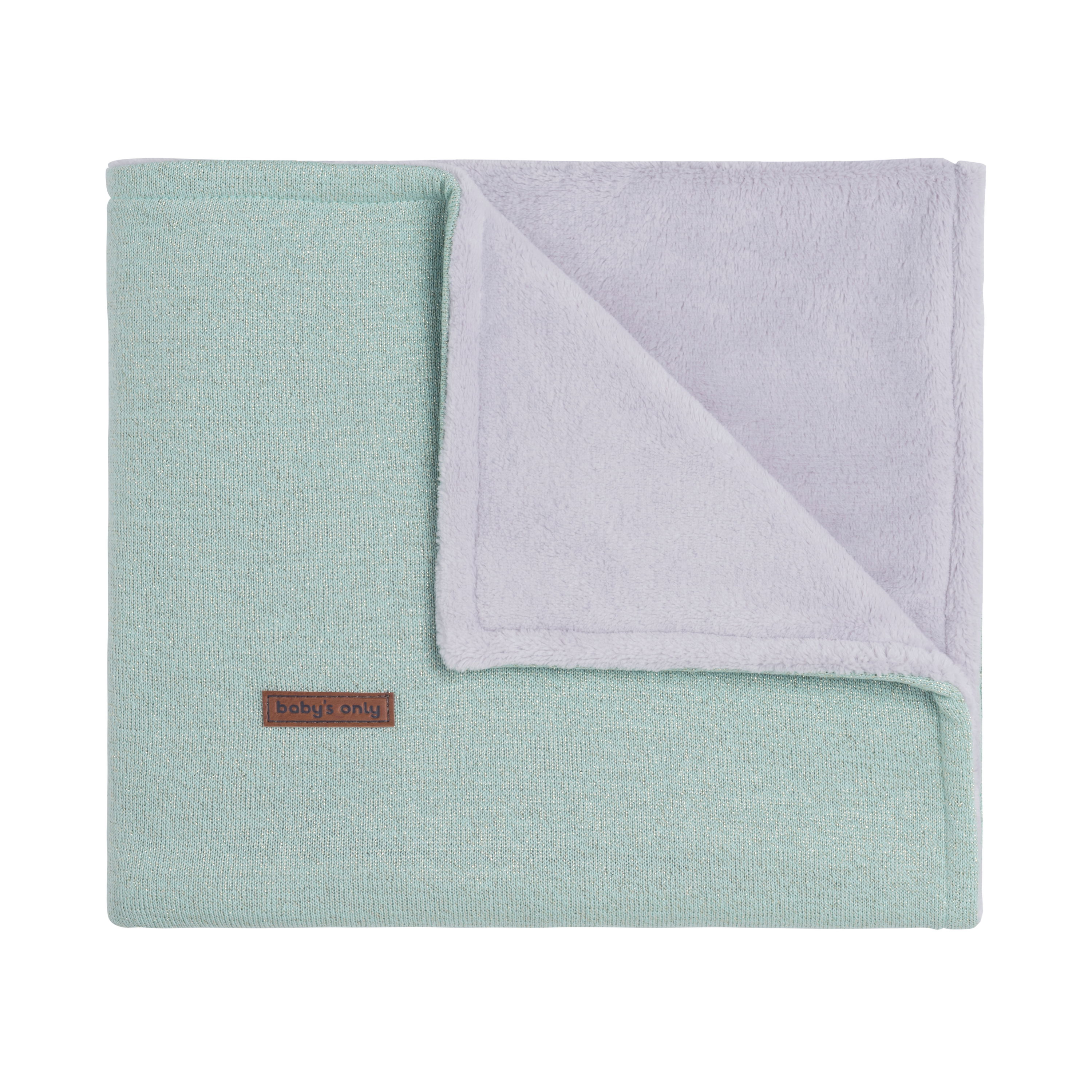 Couverture berceau teddy Sparkle mint-doré mêlé