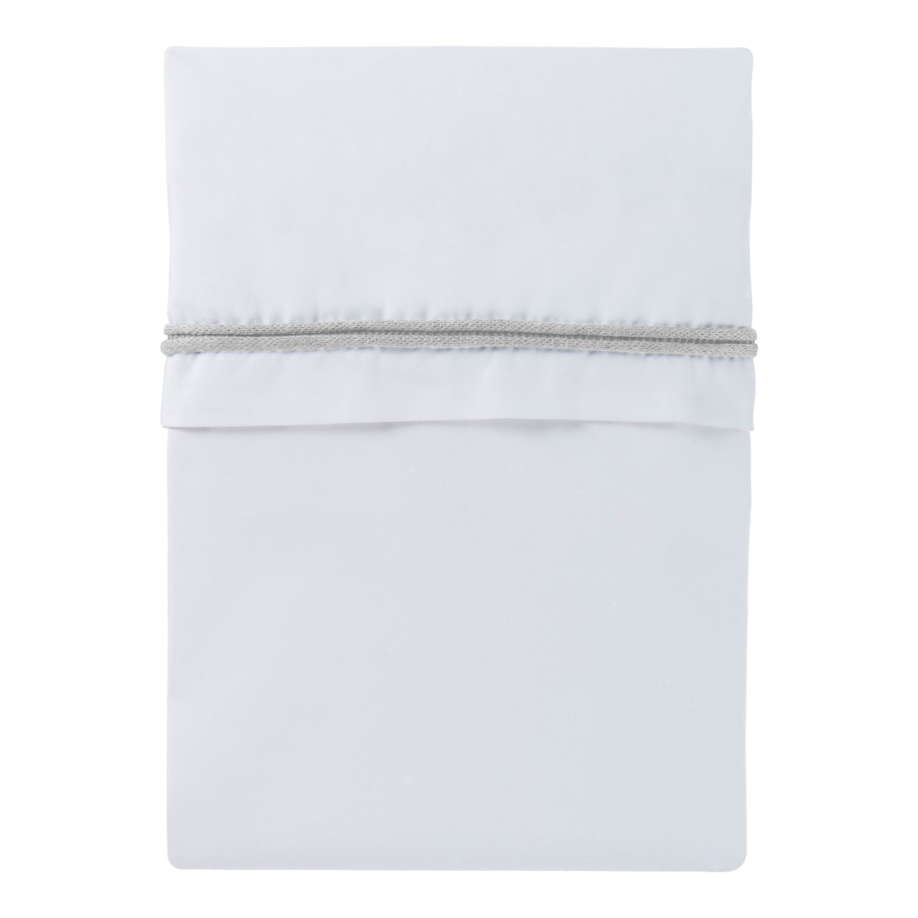 Drap berceau ruban tricoté gris argent/blanc