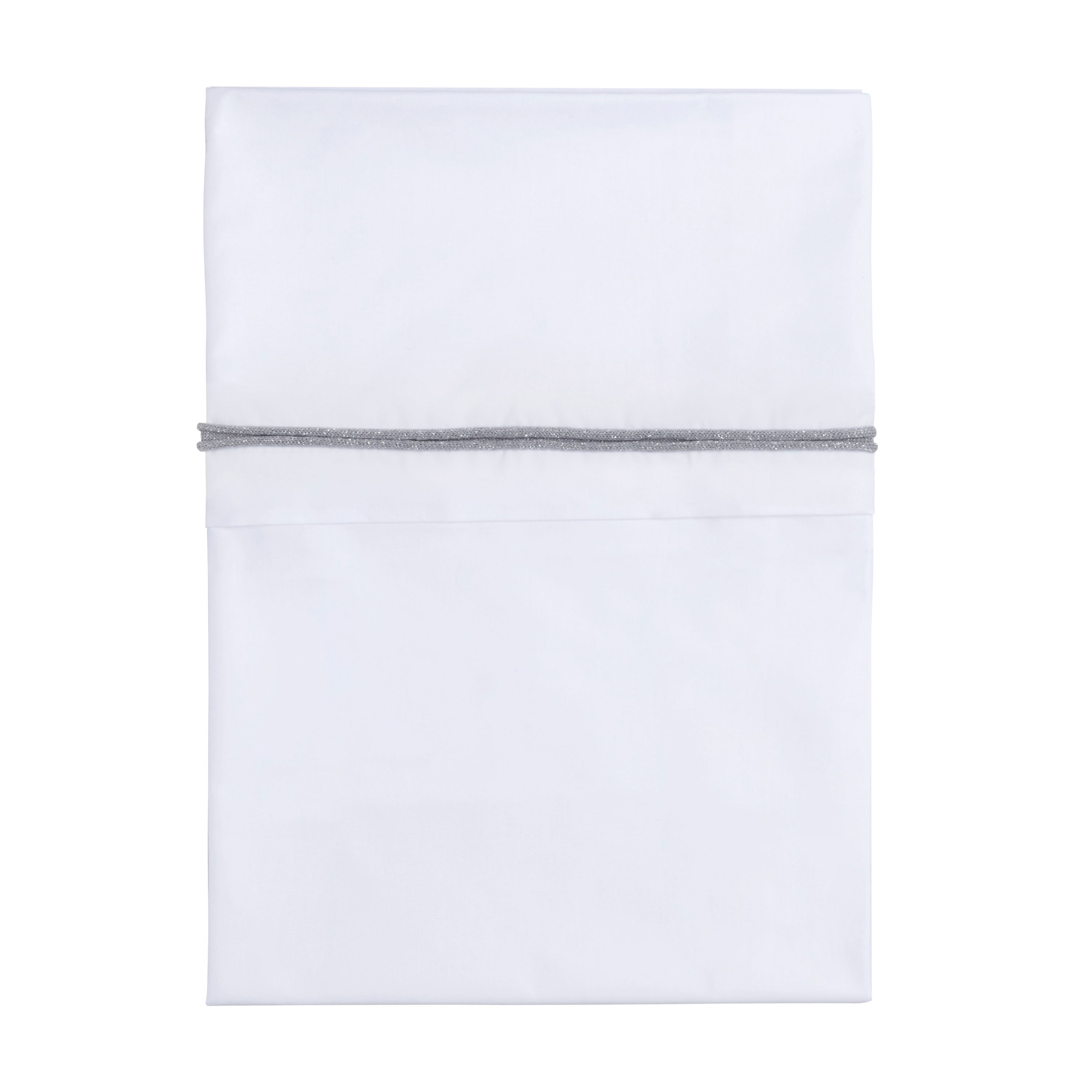 Drap berceau ruban tricoté gris-argent mêlé/blanc