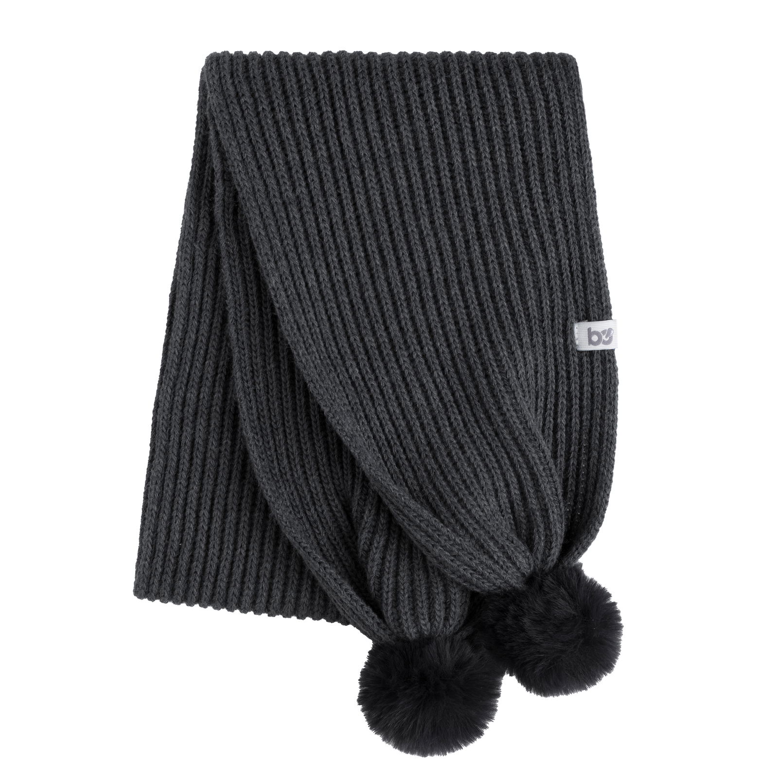 Scarf with pompon Cool anthracite - 3-8 years