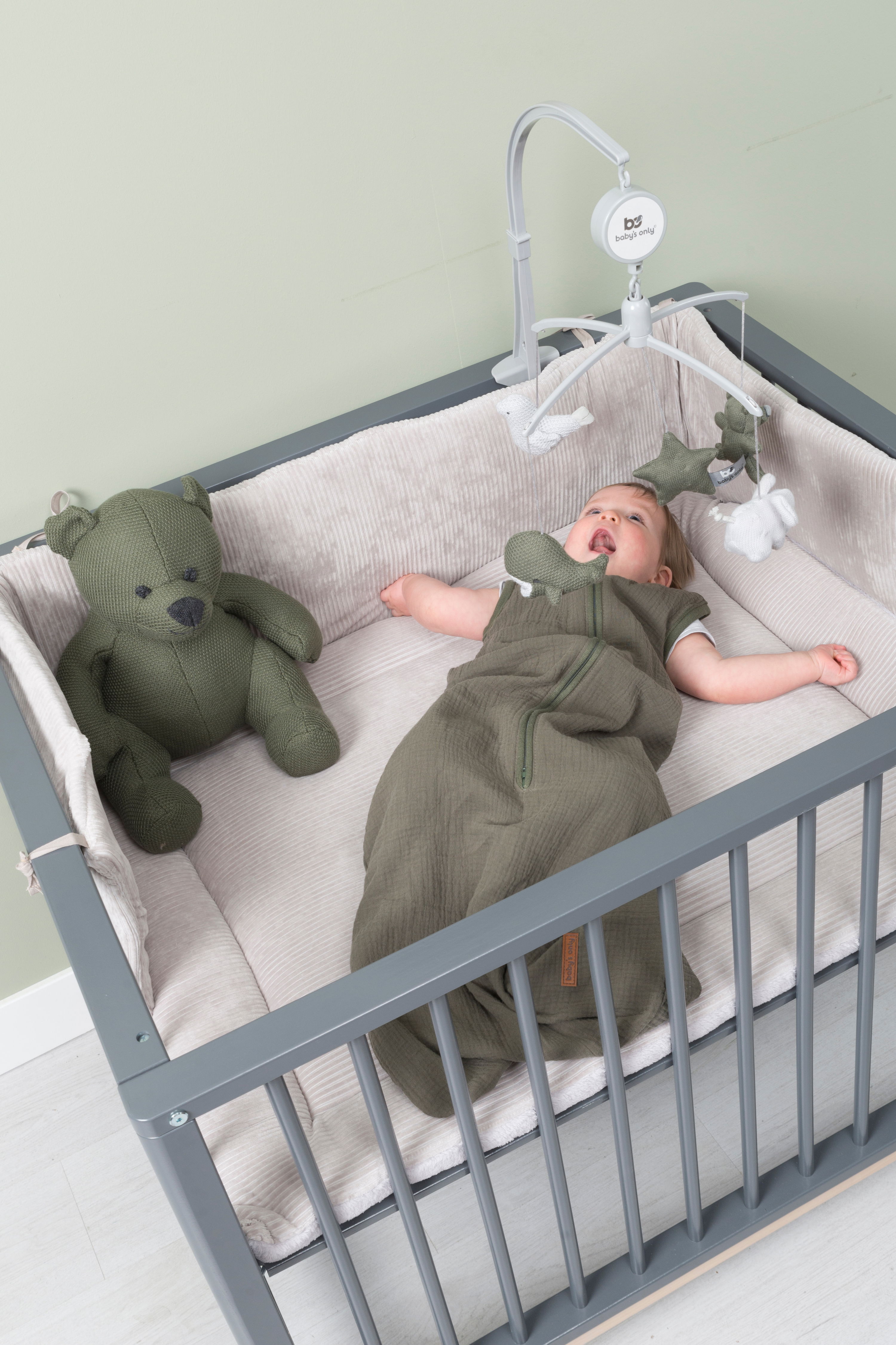 Bed/playpen bumper Sense pebble grey