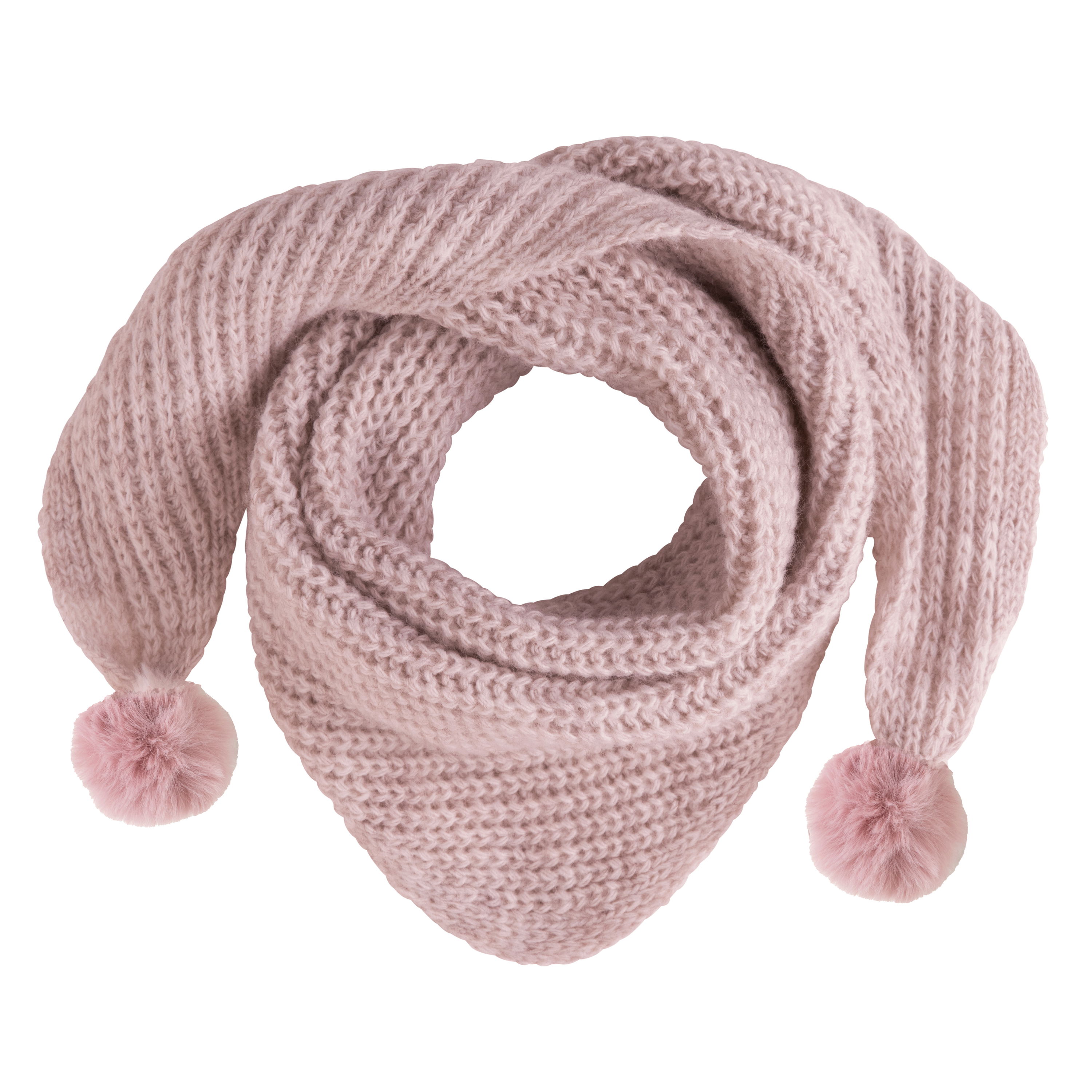 Triangle scarf with pompon Cool old pink - 3-8 years