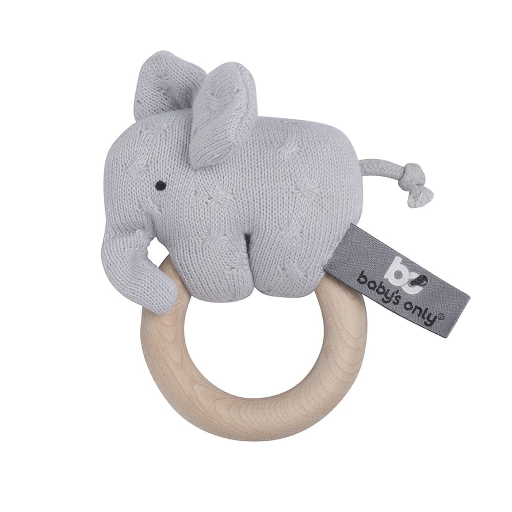 Hochet en bois éléphant gris argent