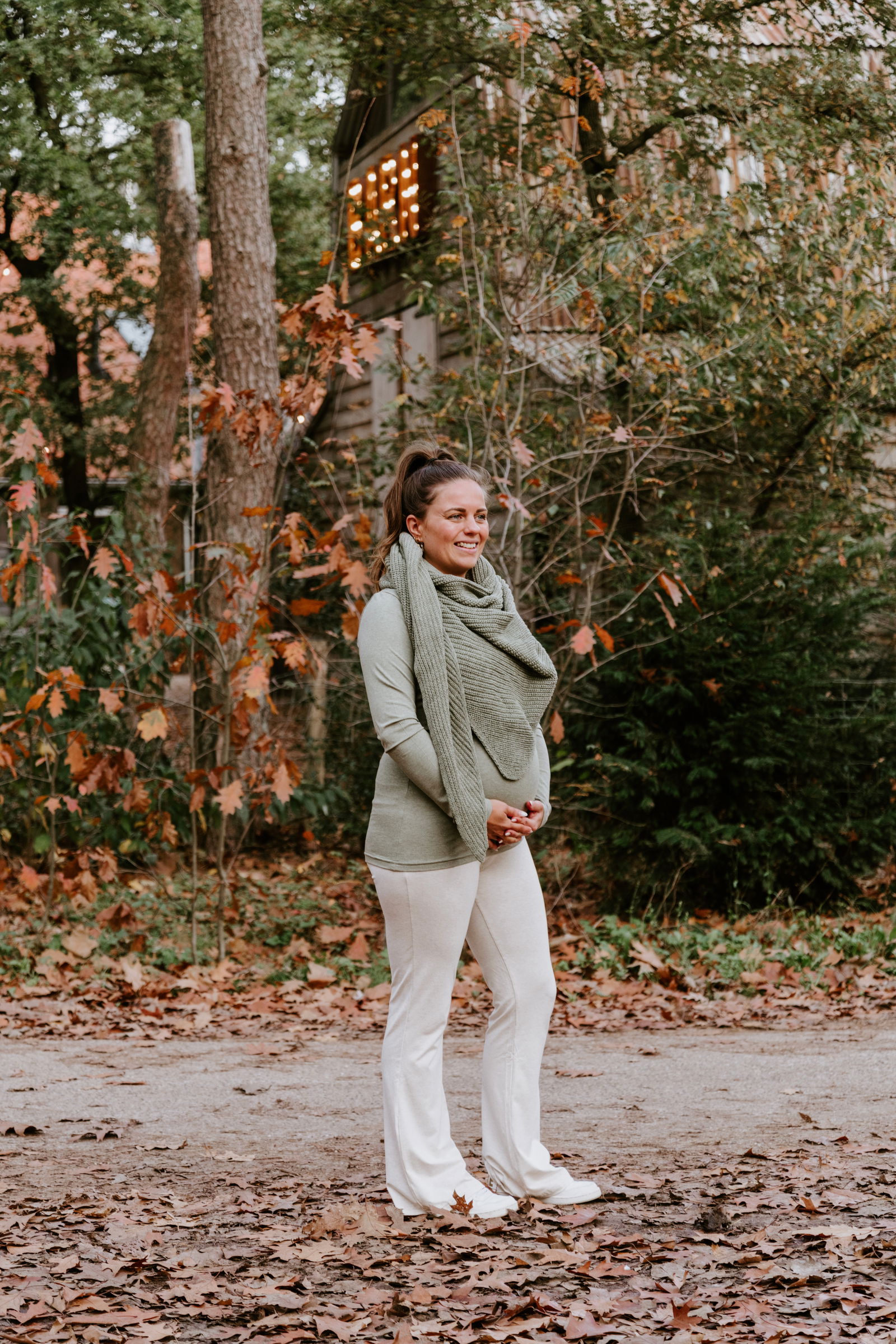 Flared zwangerschapsbroek Glow hazel brown - S