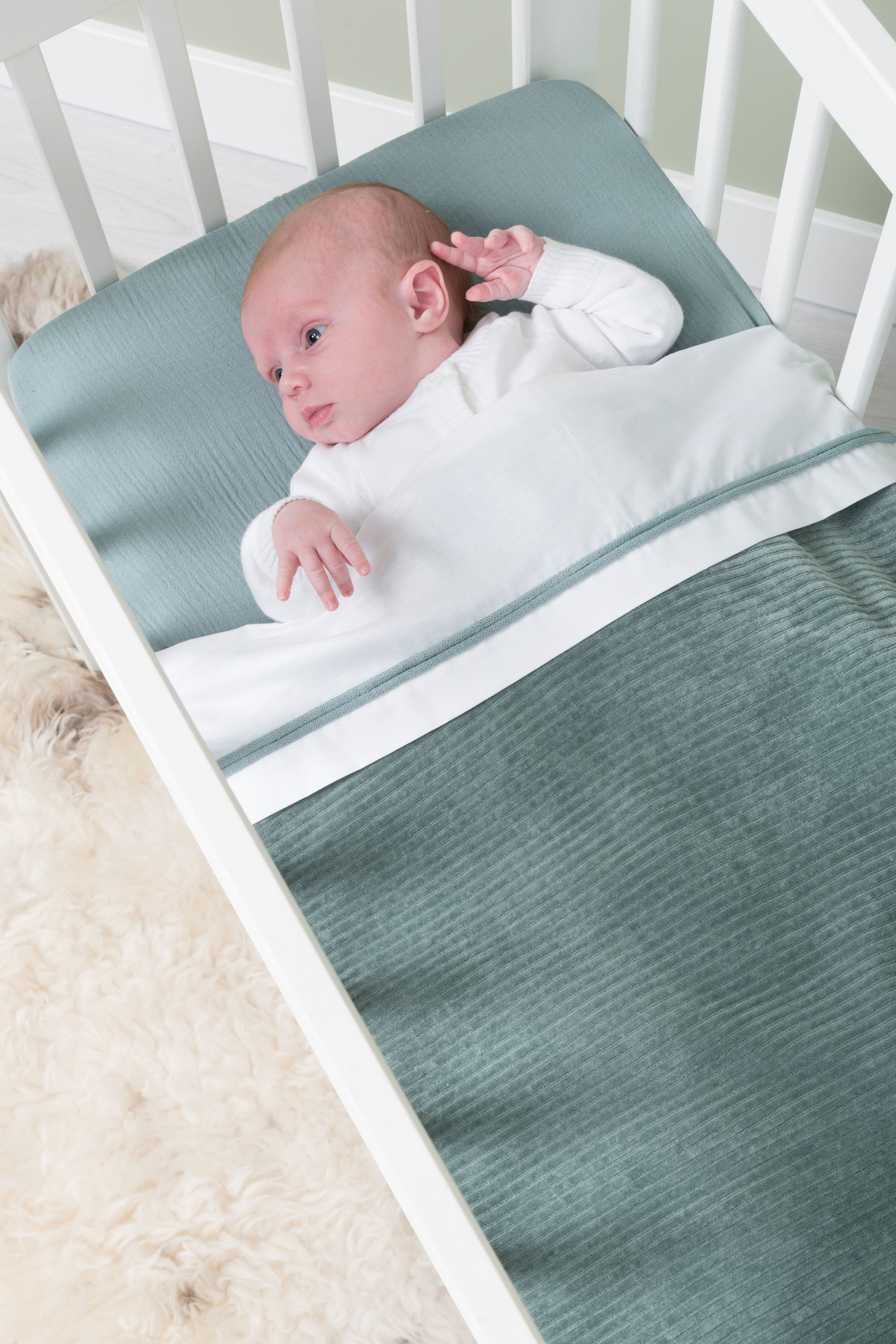 Baby crib blanket teddy Sense sea green