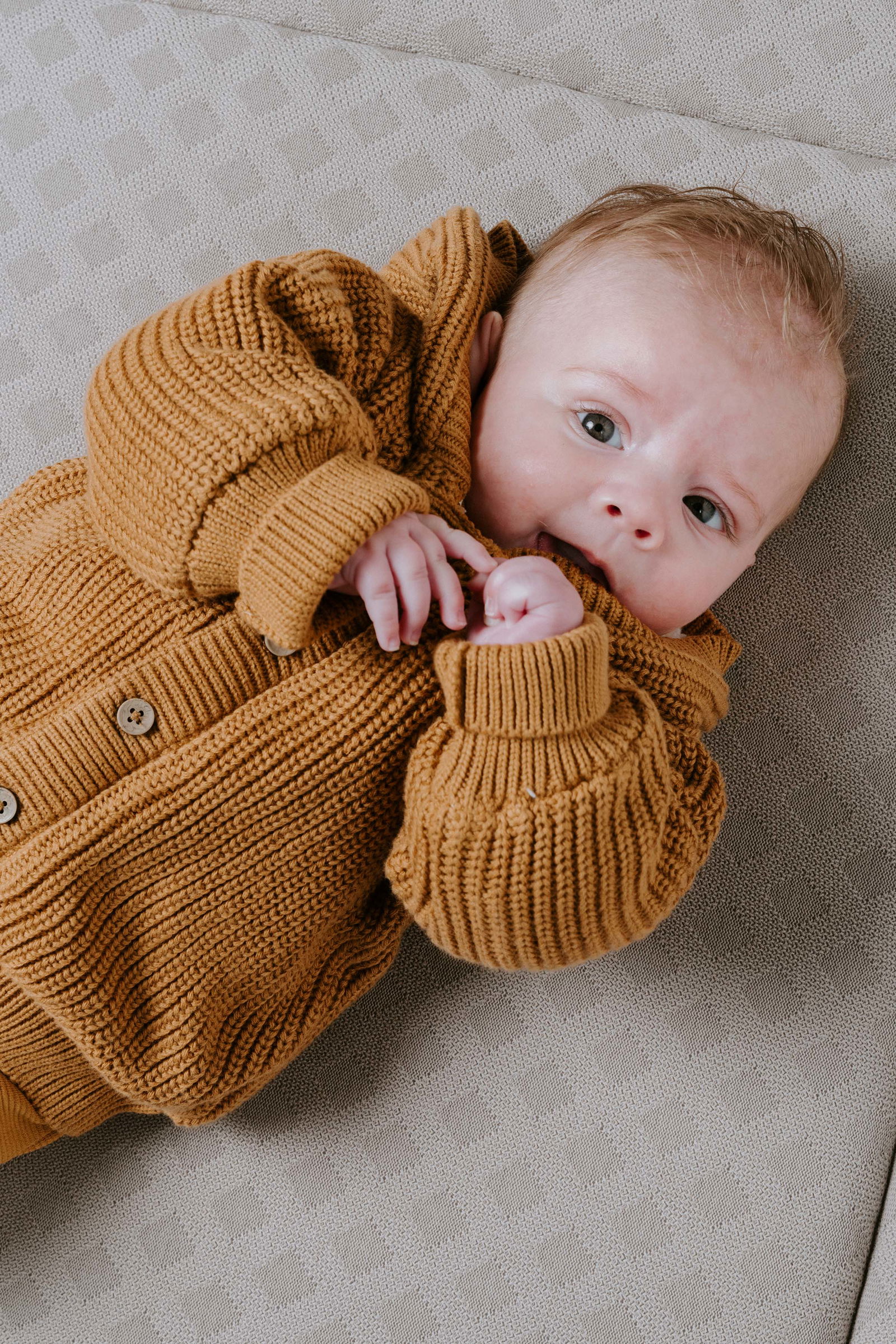 Cardigan with hood teddy Soul caramel - 56