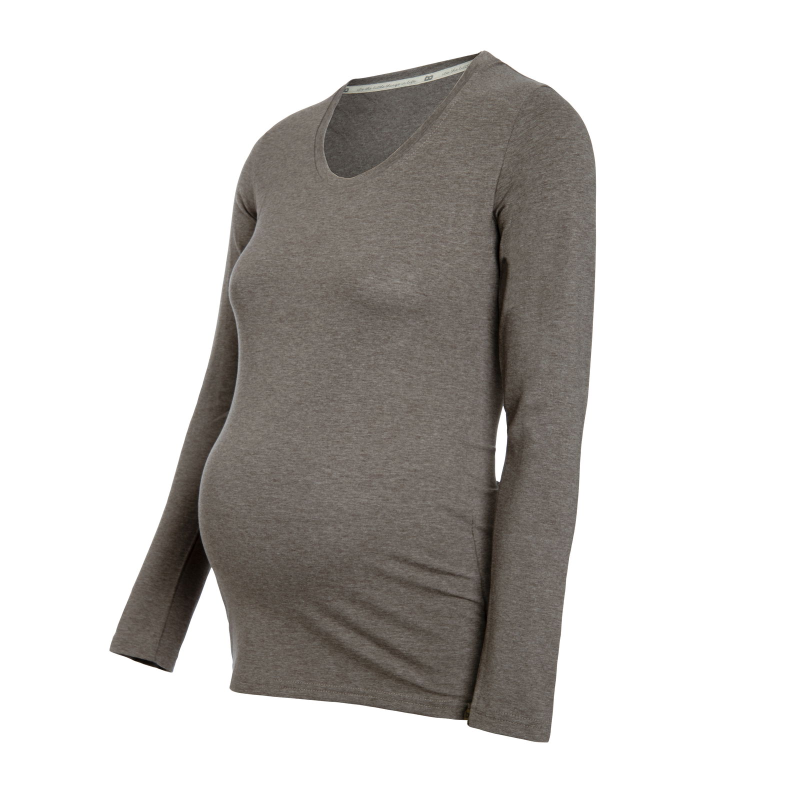 Zwangerschapstop met lange mouwen Glow hazel brown - S